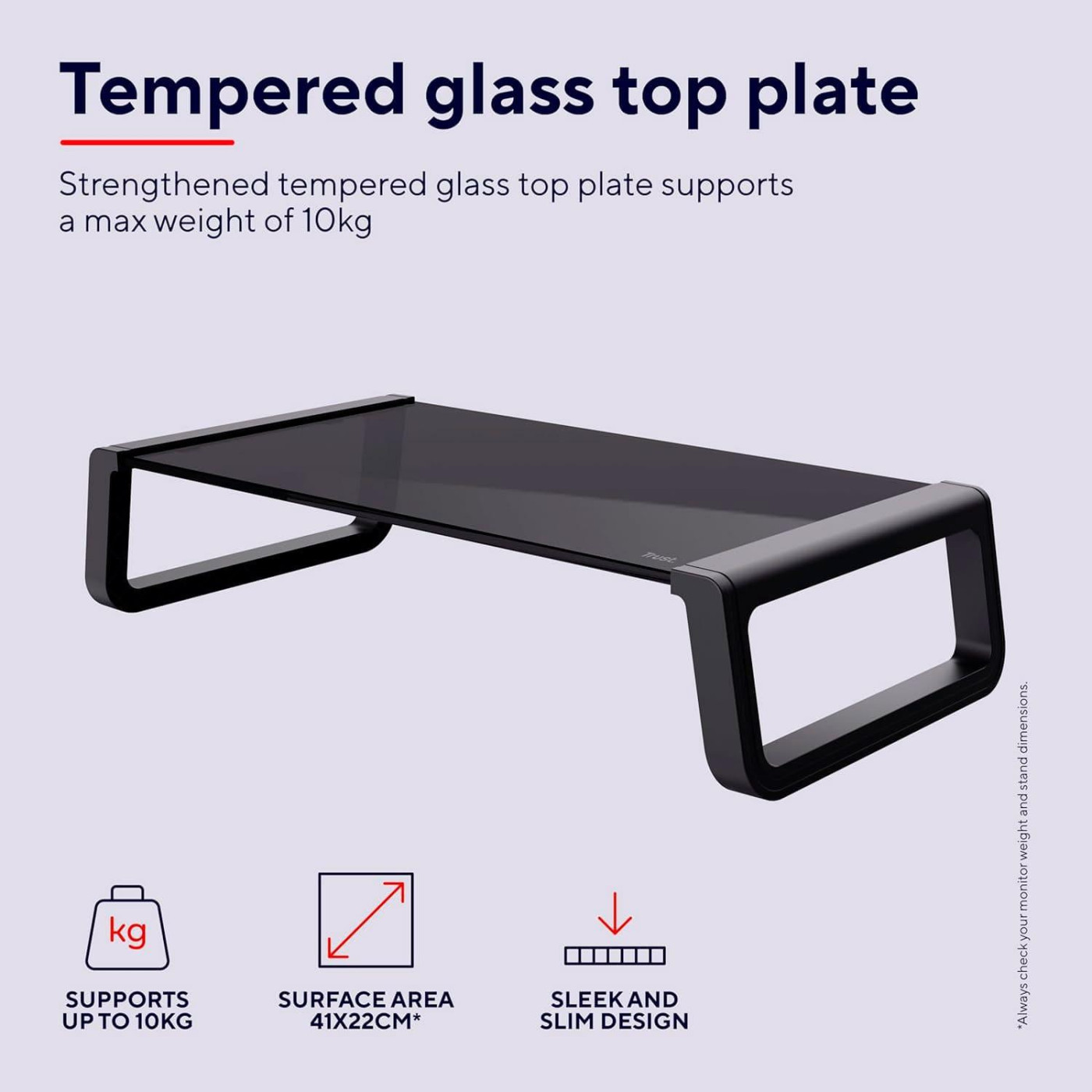 Подставка под монитор Trust Monta Glass Monitor St and Black