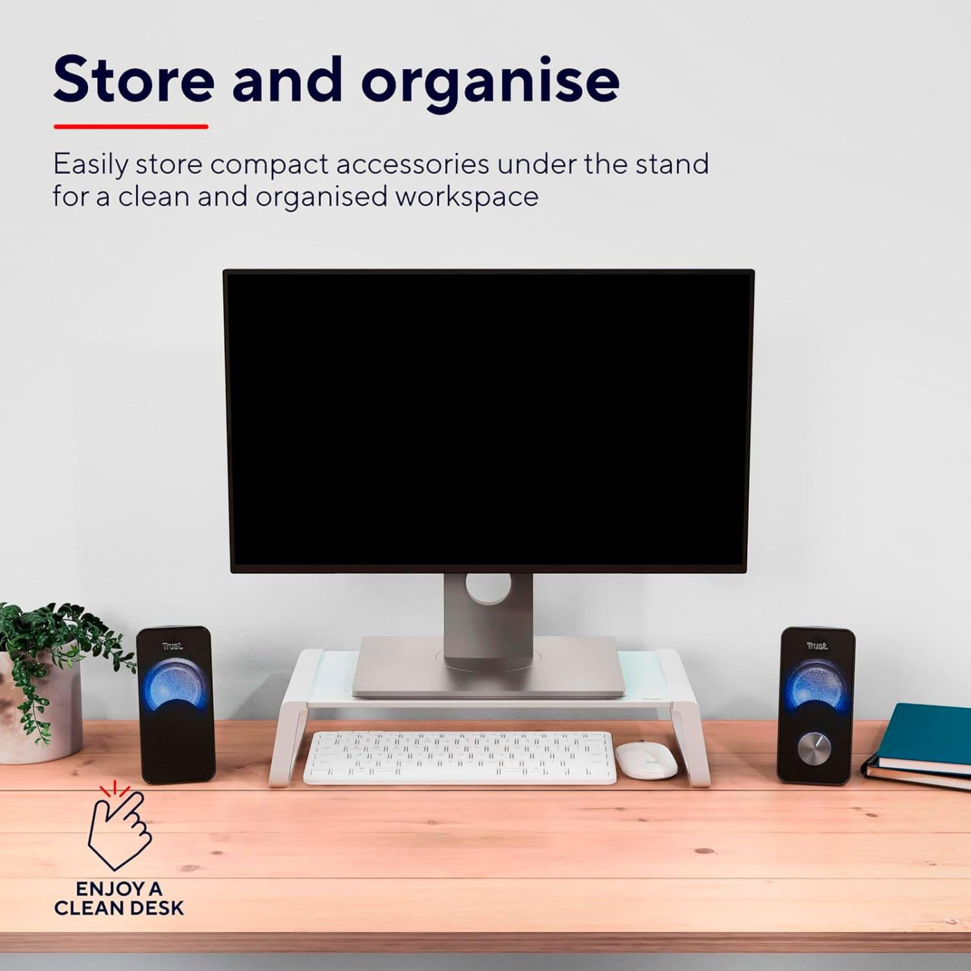 Подставка под монитор Trust Monta Glass Monitor St and White