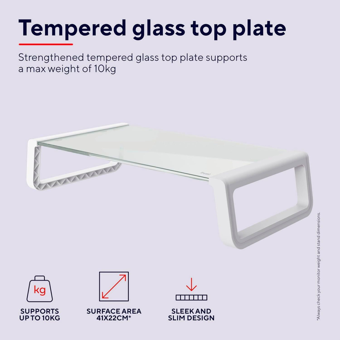 Подставка под монитор Trust Monta Glass Monitor St and White