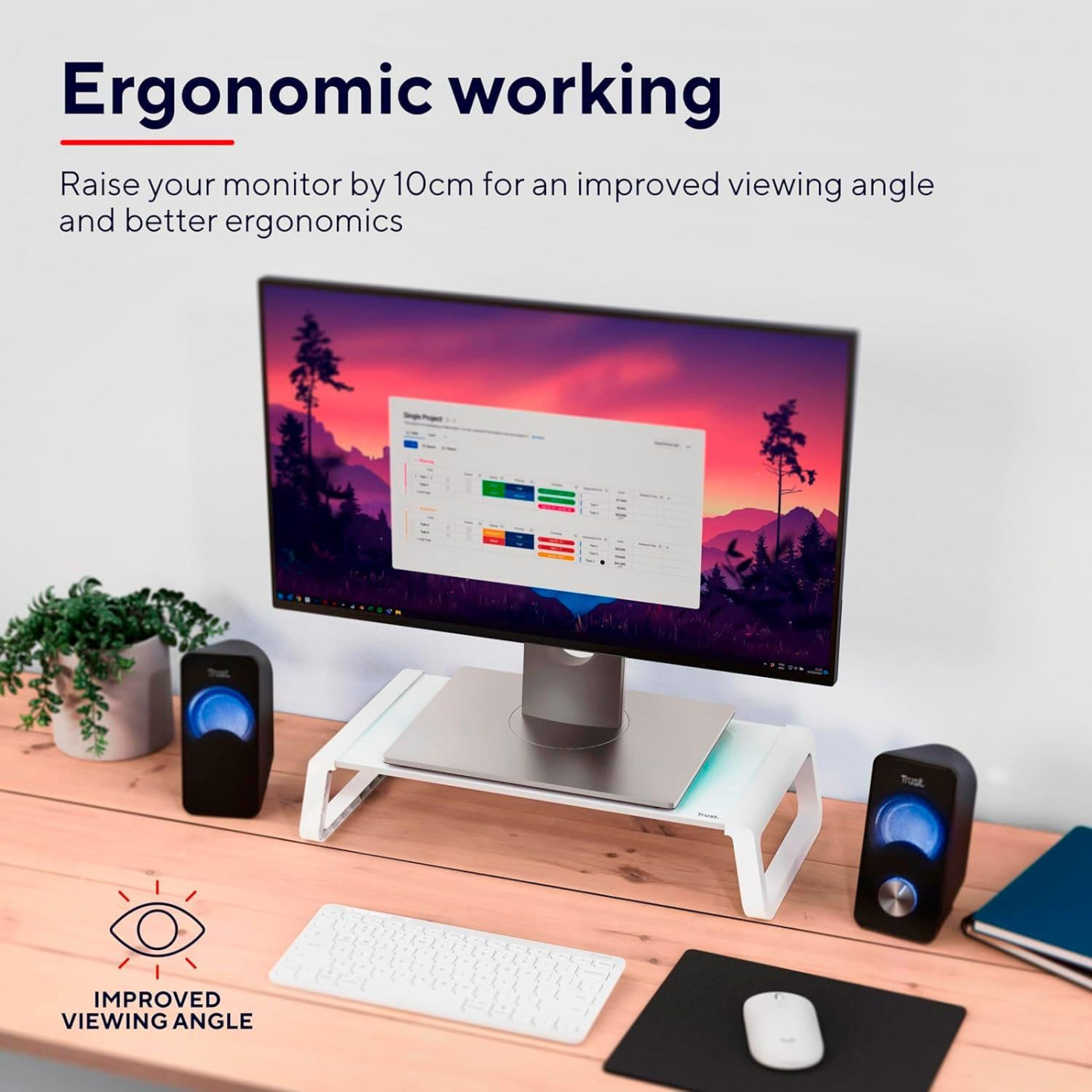 Подставка под монитор Trust Monta Glass Monitor St and White