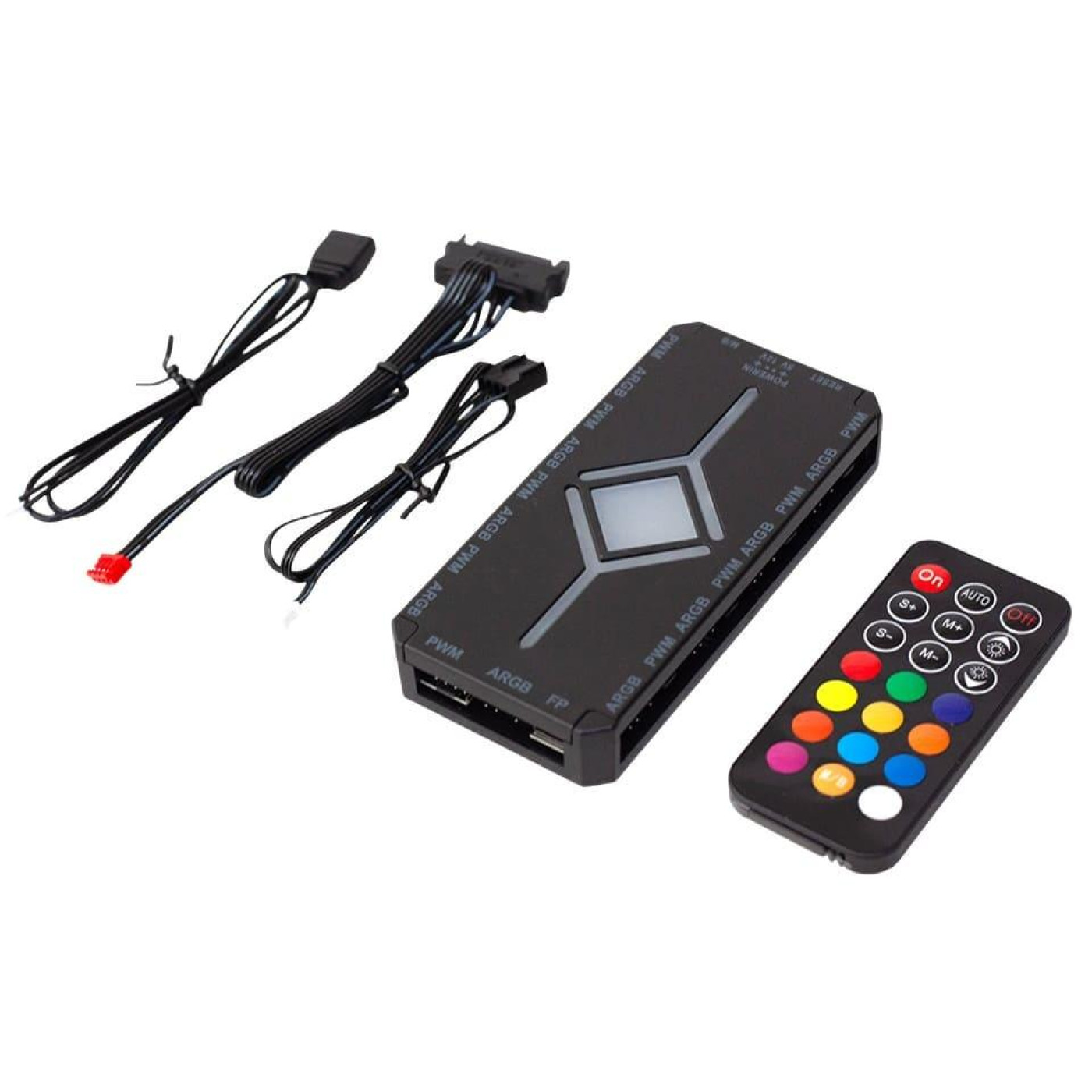 Хаб для вентиляторов и подсветки GTL FH-RC/B, Black, 8x4-pin PWM, 8x3-pin ARGB, питание SATA, пульт Д/У