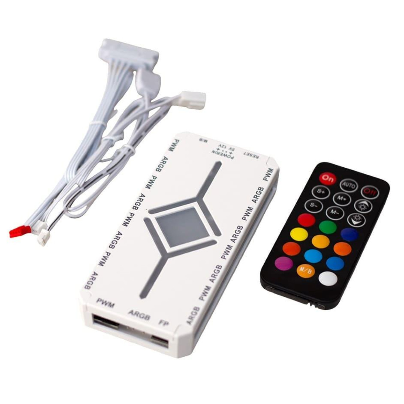 Хаб для вентиляторов и подсветки GTL FH-RC/W, White, 8x4-pin PWM, 8x3-pin ARGB, питание SATA, пульт Д/У