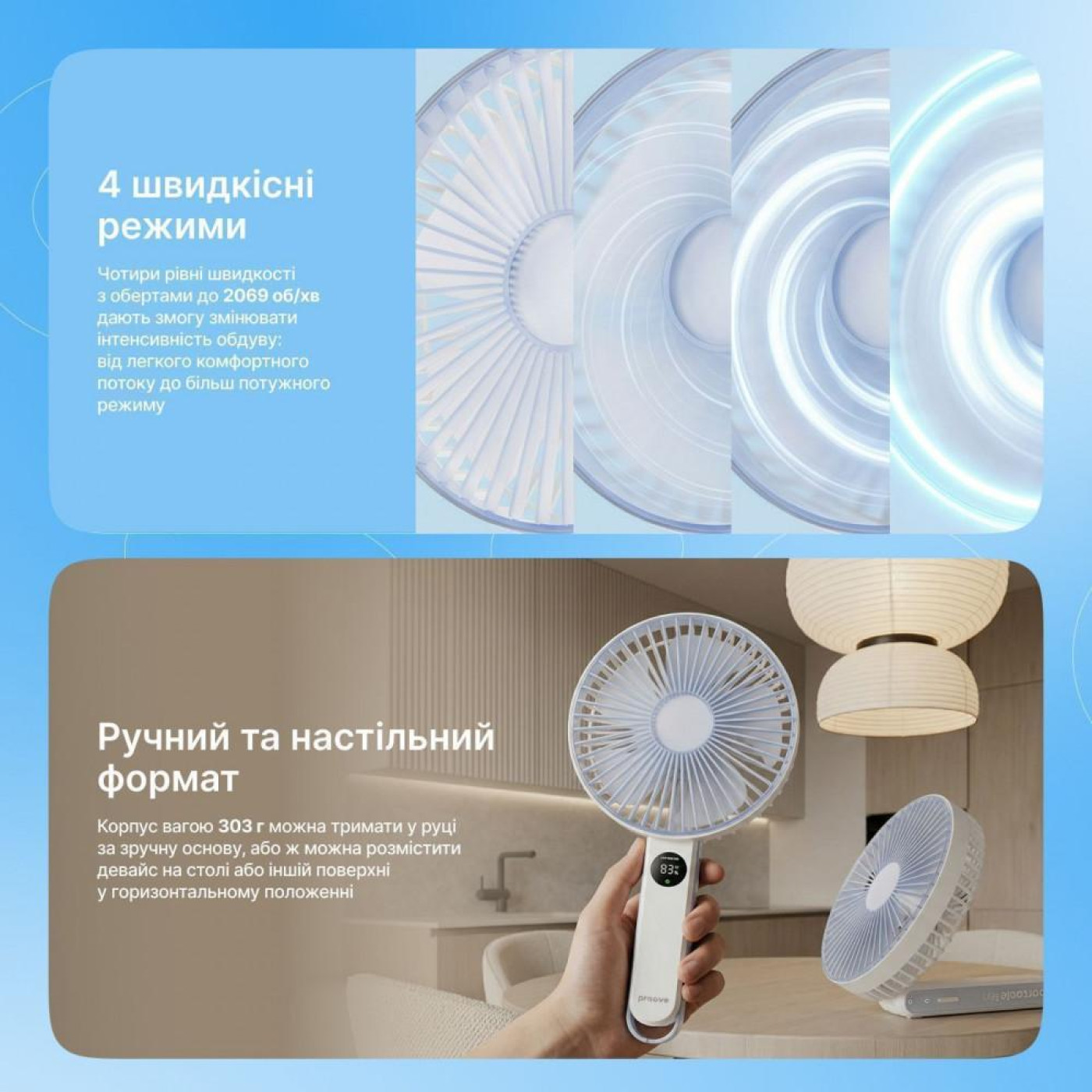 Портативний вентилятор Proove Breeze White U1