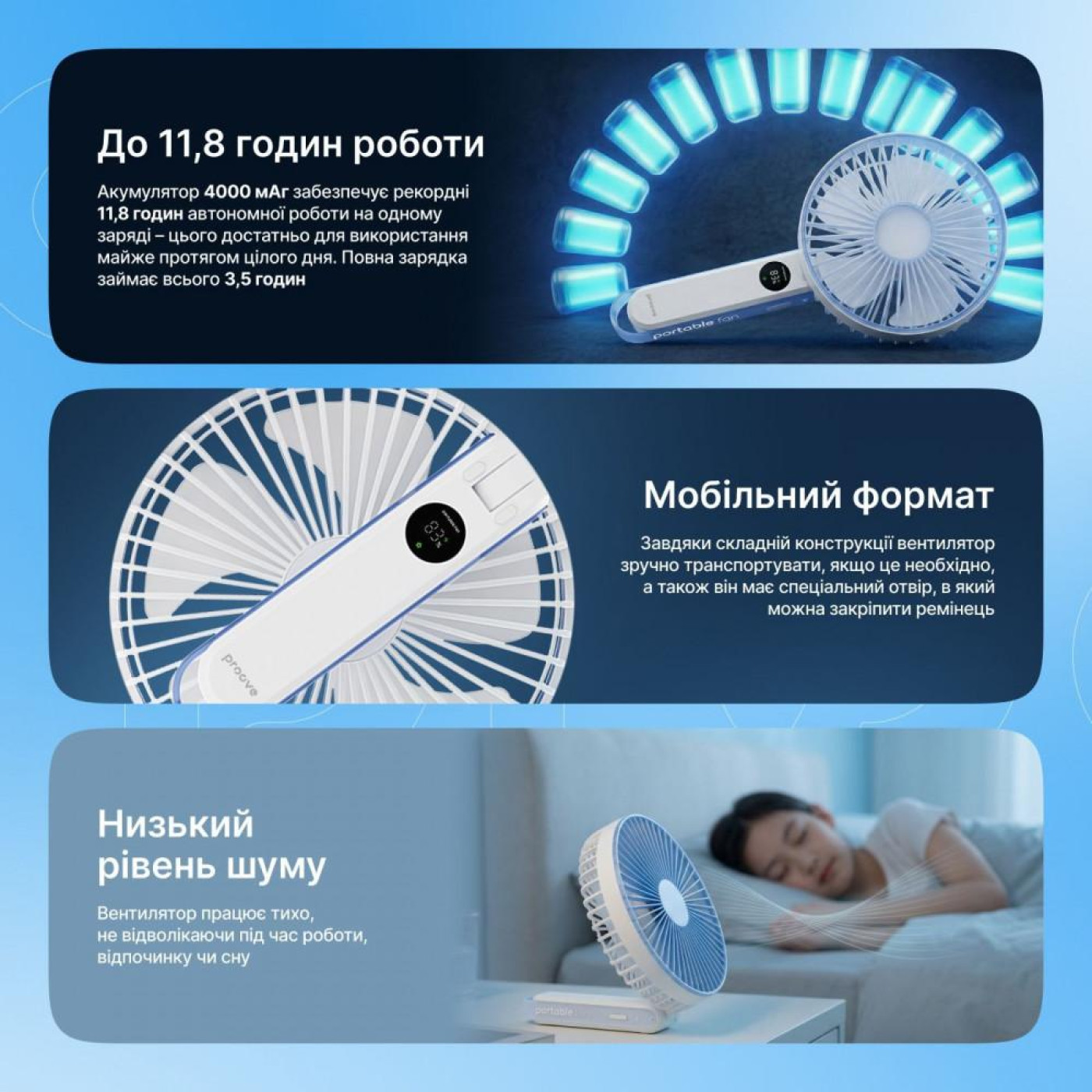 Портативний вентилятор Proove Breeze White U1