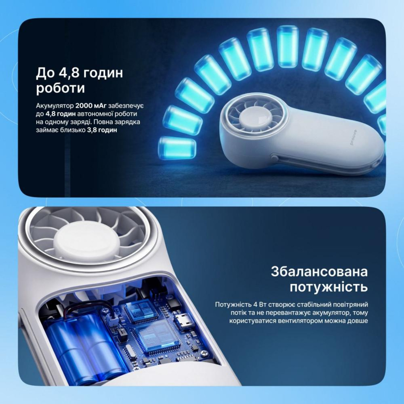 Портативний вентилятор Proove Wing Blue