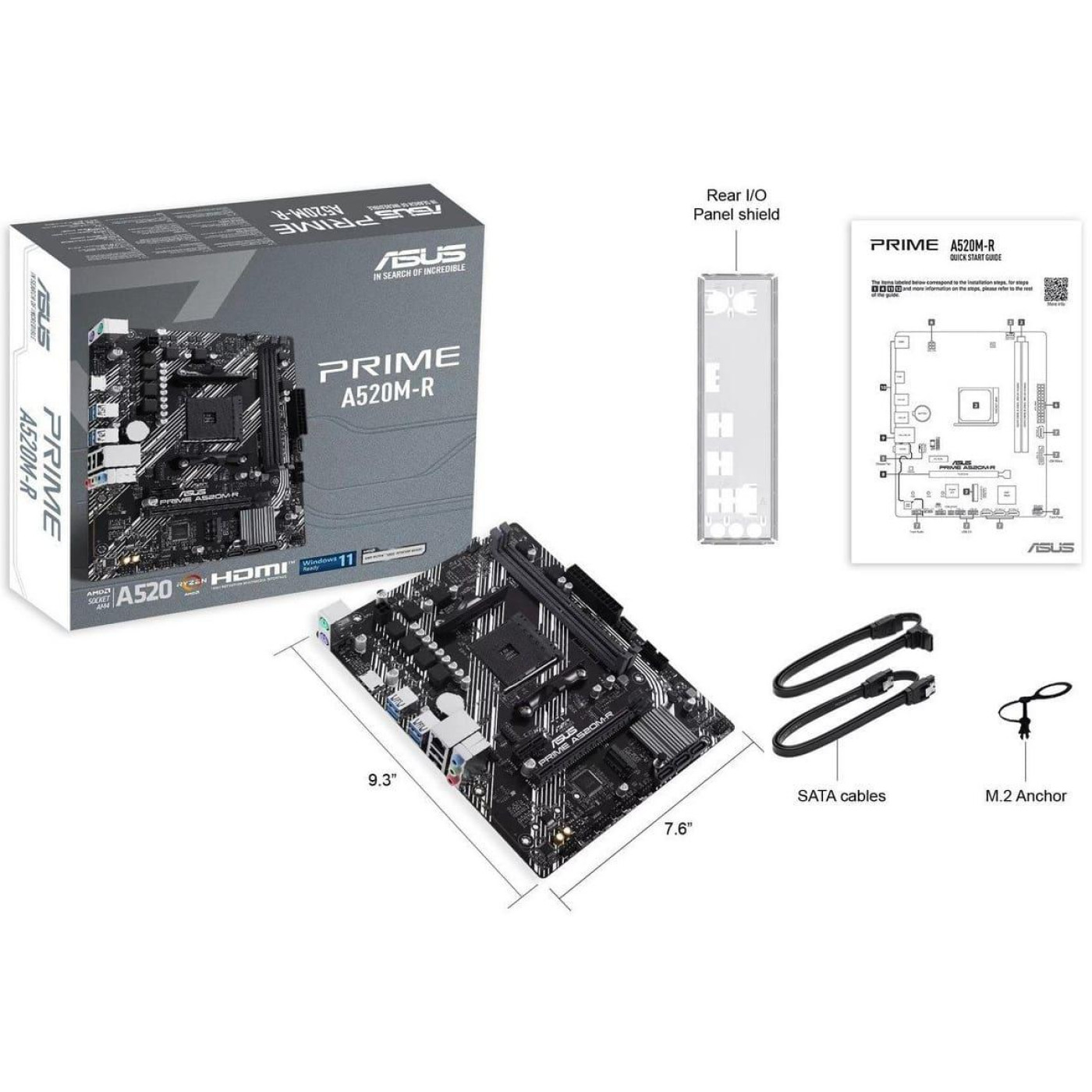 Материнская плата ASUS PRIME A520M-R (PRIME A520M-R) (Socket AM4, AMD A520, Micro-ATX) U1