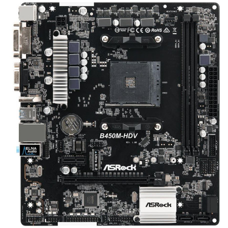 Материнська плата AsRock B450M-HDV (B450M-HDV) (Socket AM4, AMD B450, Micro-ATX) Б/в