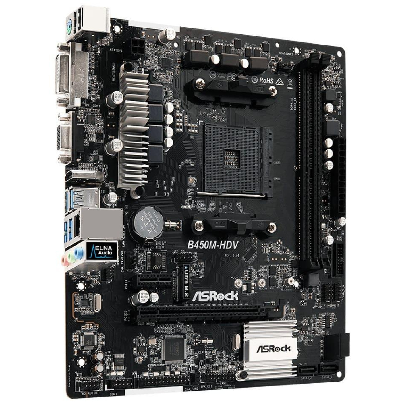 Материнская плата AsRock B450M-HDV (B450M-HDV) (Socket AM4, AMD B450, Micro-ATX) Б/у