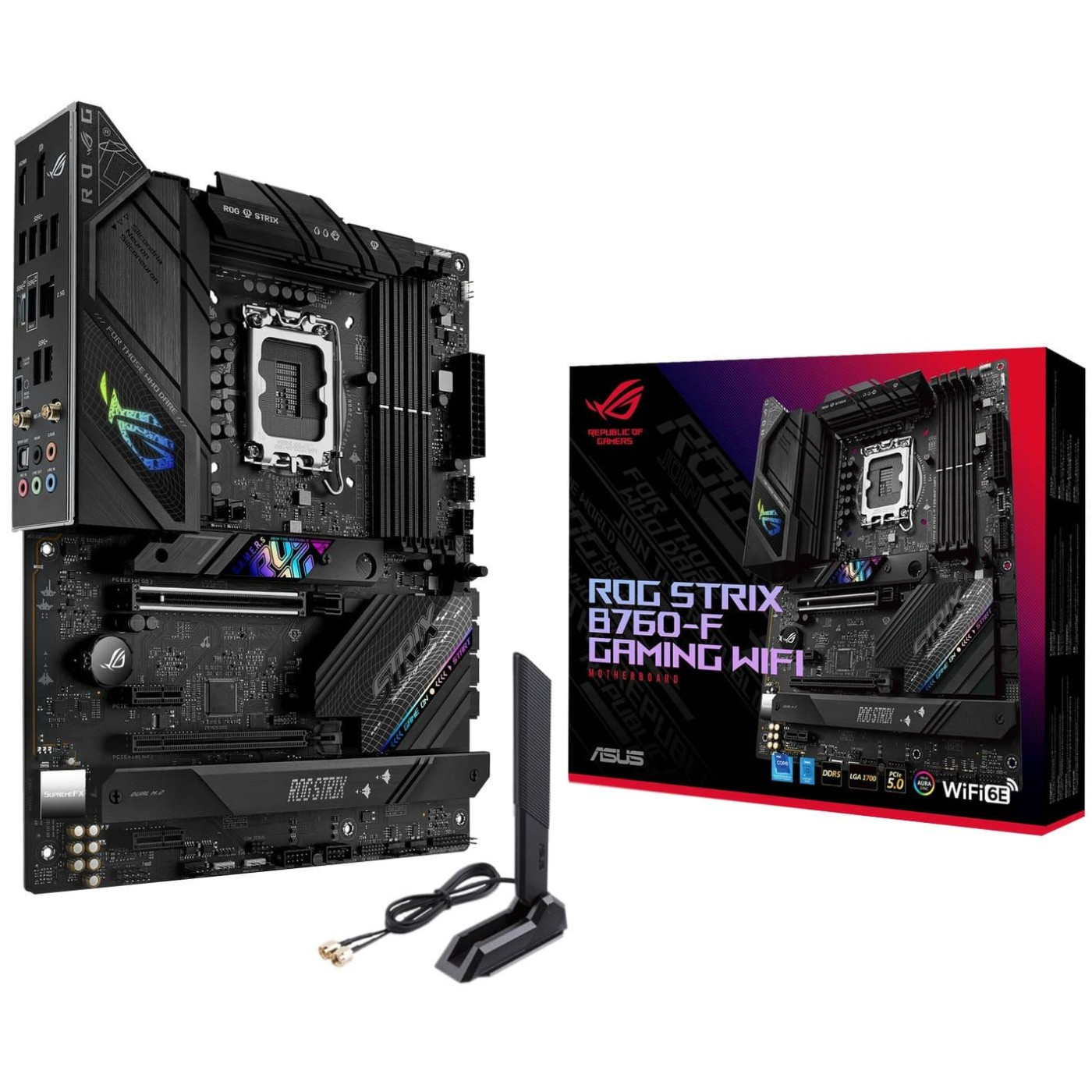 Материнская плата ASUS ROG STRIX B760-F GAMING WIFI (ROG STRIX B760-F GAMING WIFI) (Socket 1700, Intel B760, ATX) Б/у