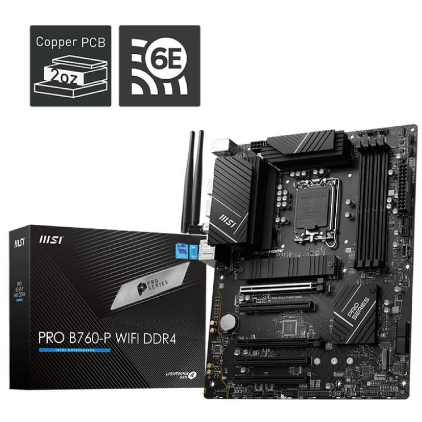 Материнська плата MSI PRO B760-P WIFI DDR4 (PRO B760-P WIFI DDR4) (Socket 1700, Intel B760, ATX)