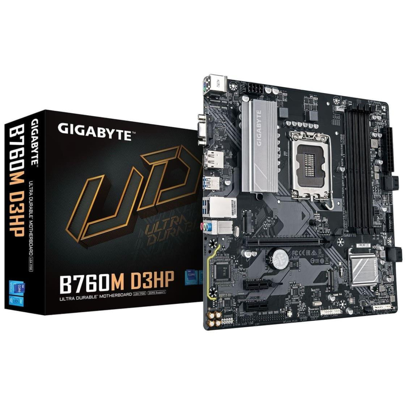 Материнская плата GIGABYTE B760M D3HP (B760M D3HP) (Socket 1700, Intel B760, Micro-ATX) Б/у