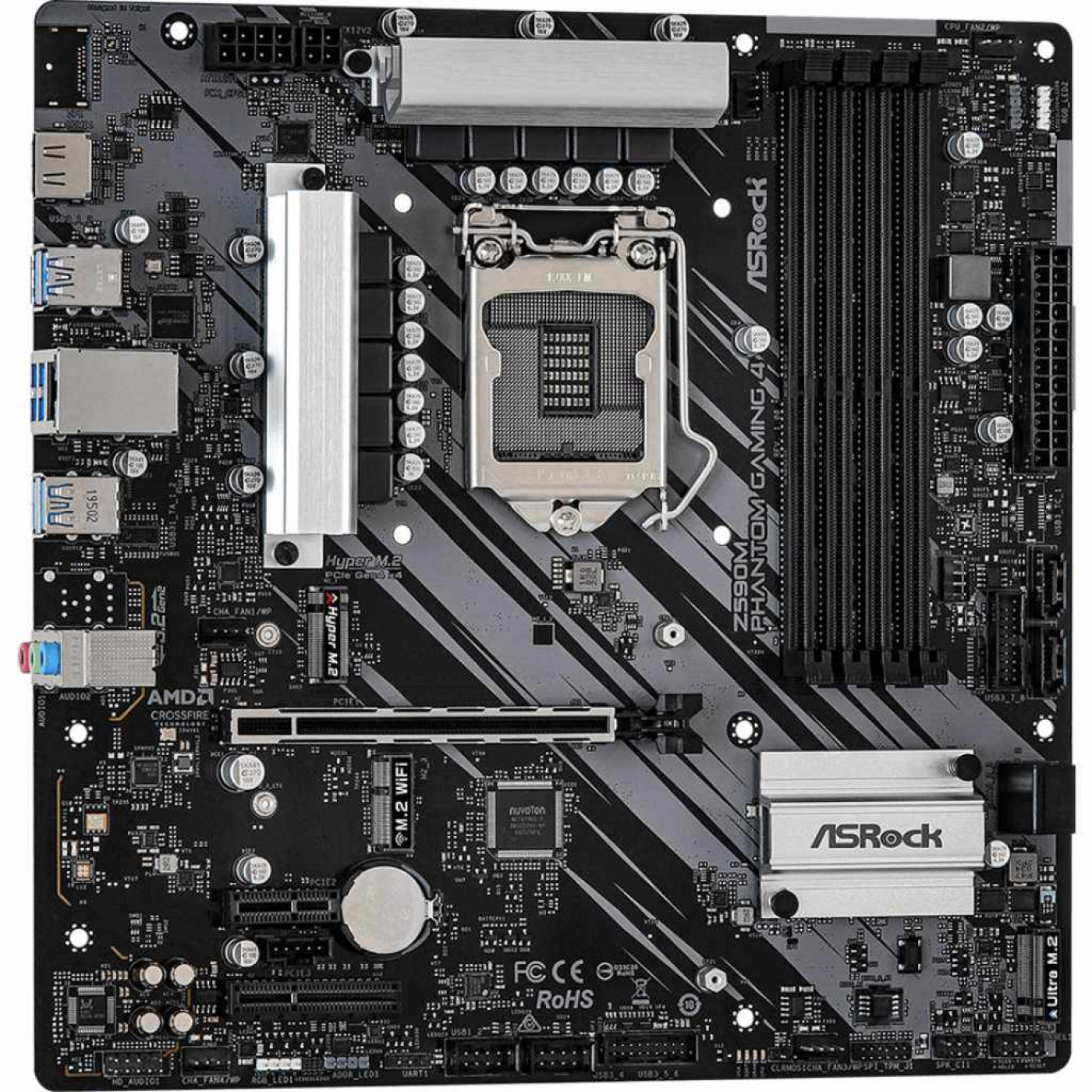 Материнская плата AsRock Z590M Phantom Gaming 4 (Z590M Phantom Gaming 4) (Socket 1200, Intel Z590, Micro-ATX) Б/у,U1