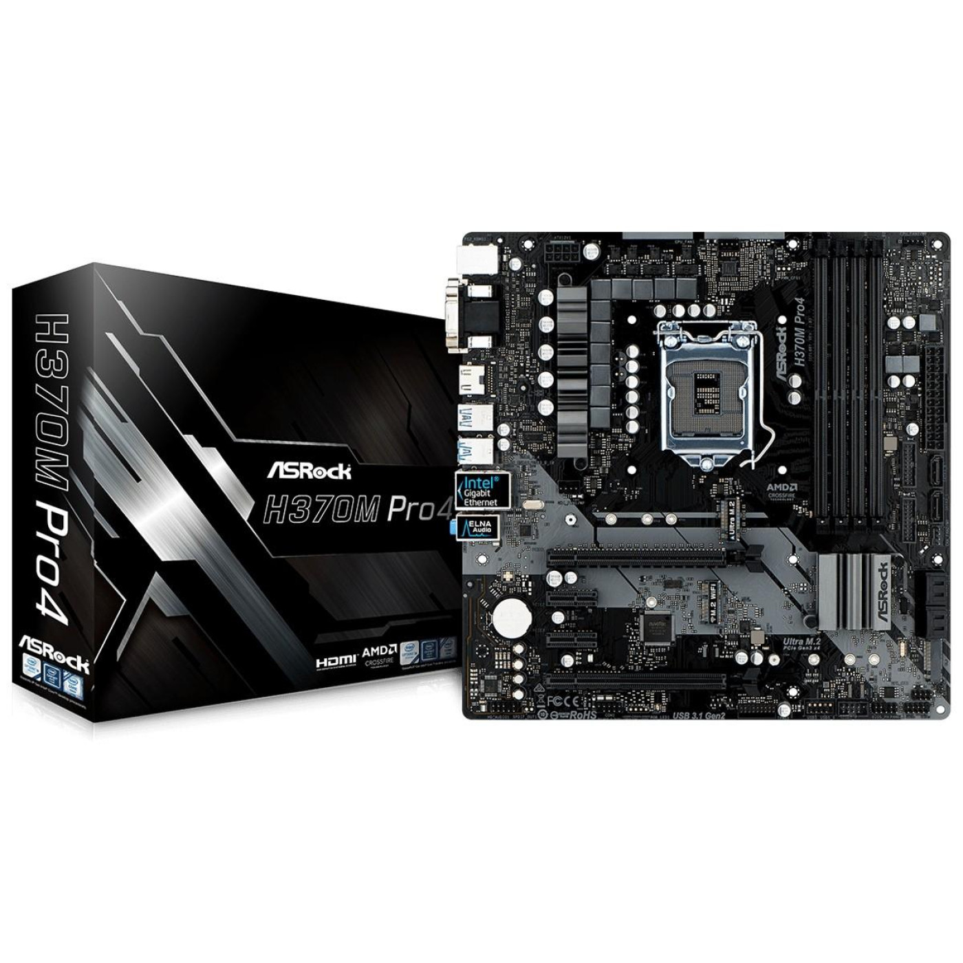 Материнская плата AsRock H370 Pro4 (H370 Pro4) (Socket 1151 v2, Intel H370, ATX) Б/у