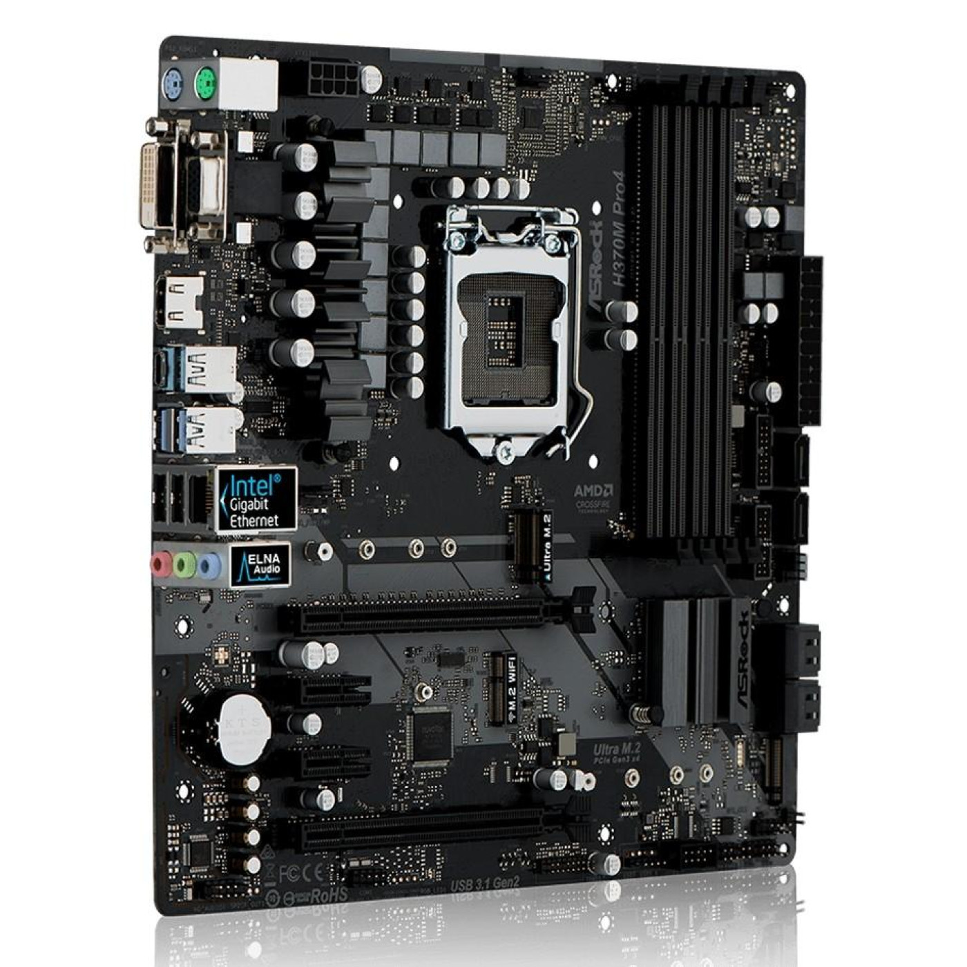 Материнская плата AsRock H370 Pro4 (H370 Pro4) (Socket 1151 v2, Intel H370, ATX) Б/у