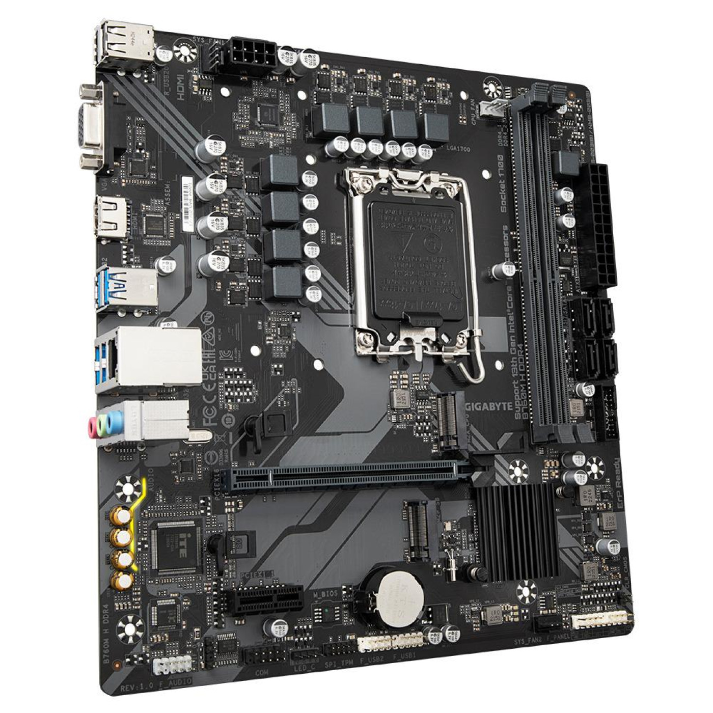 Материнська плата GIGABYTE B760M H DDR4 (B760M H DDR4) (Socket 1700, Intel B760, Micro-ATX)
