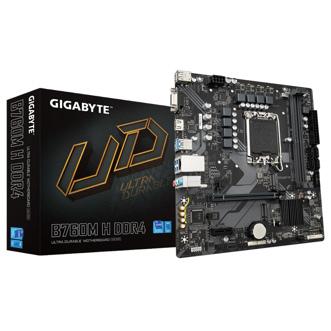 Материнська плата GIGABYTE B760M H DDR4 (B760M H DDR4) (Socket 1700, Intel B760, Micro-ATX)