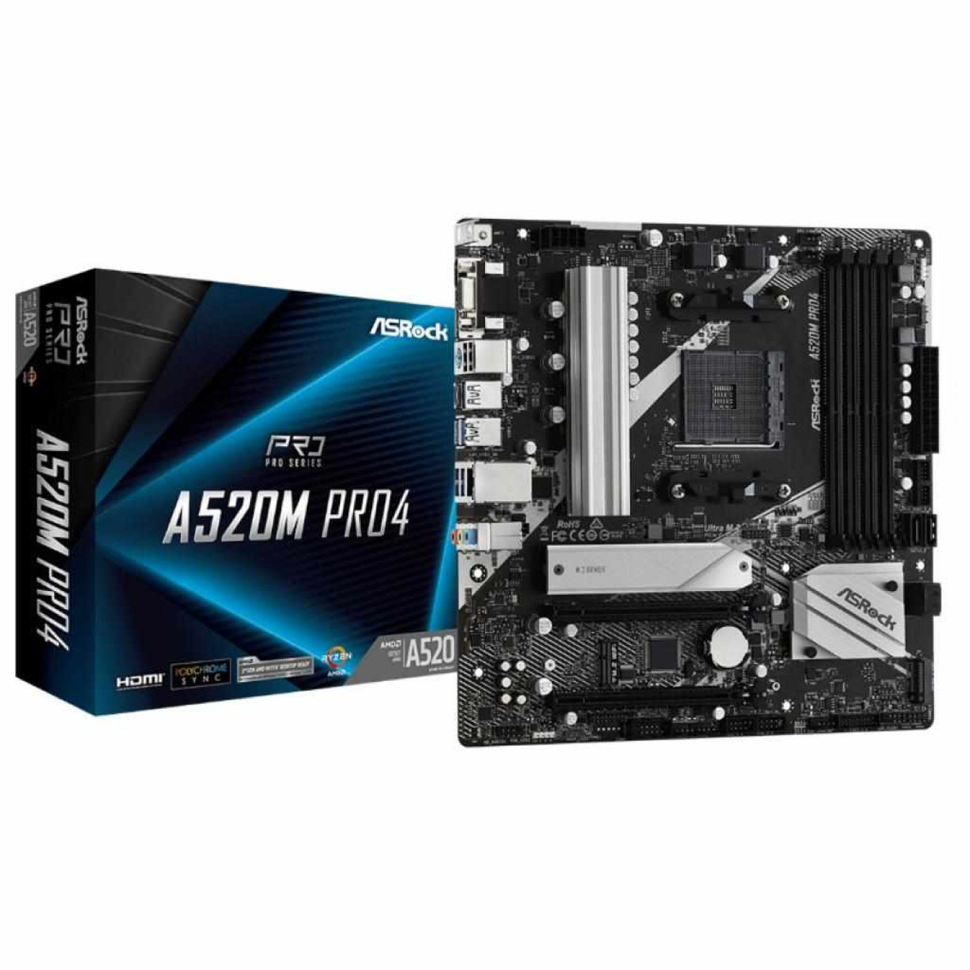 Материнська плата AsRock A520M Pro4 (A520M Pro4) (Socket AM4, AMD A520, Micro-ATX)