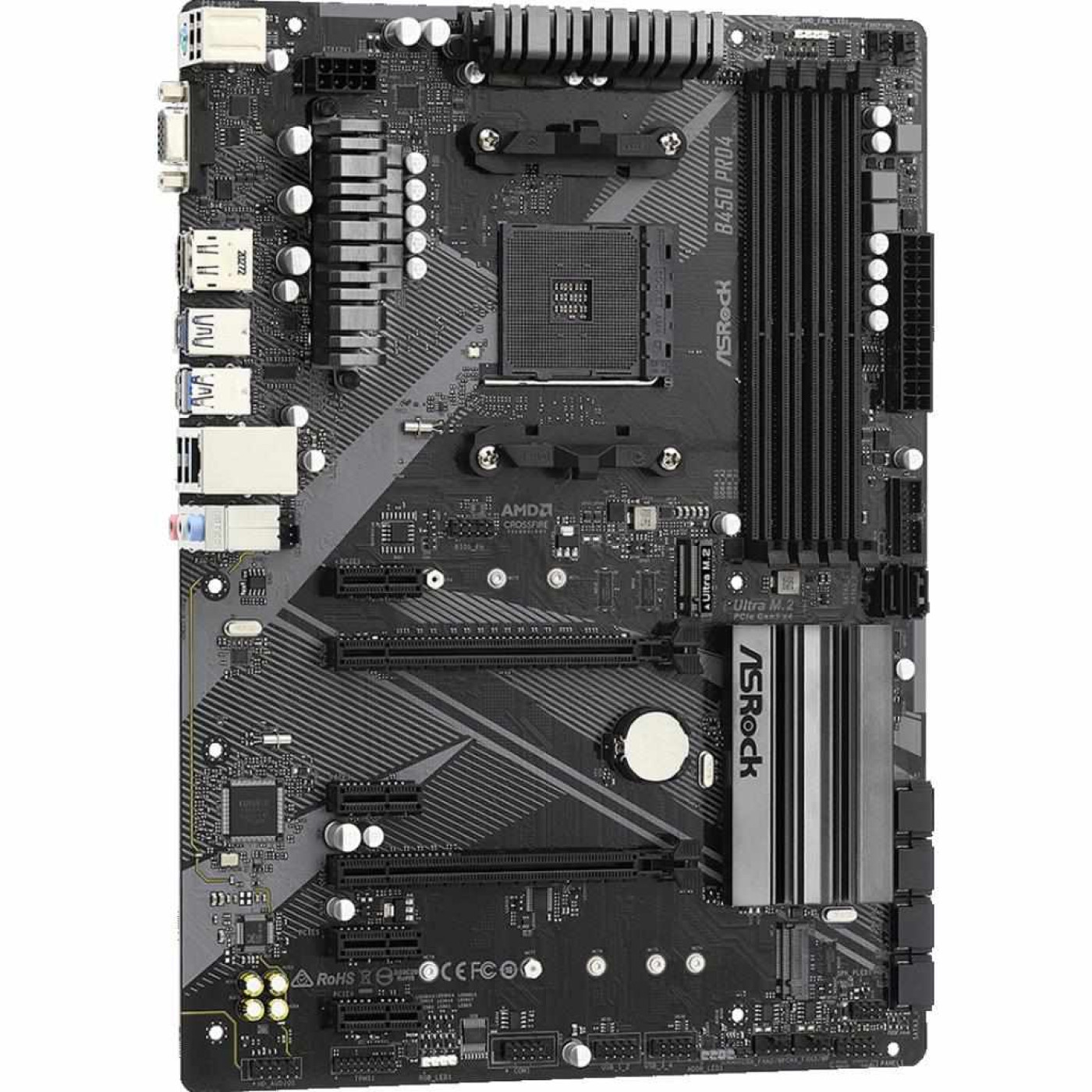 Материнская плата AsRock B450 Pro4 R2.0 (B450 Pro4 R2.0) (Socket AM4, AMD B450, Micro-ATX)