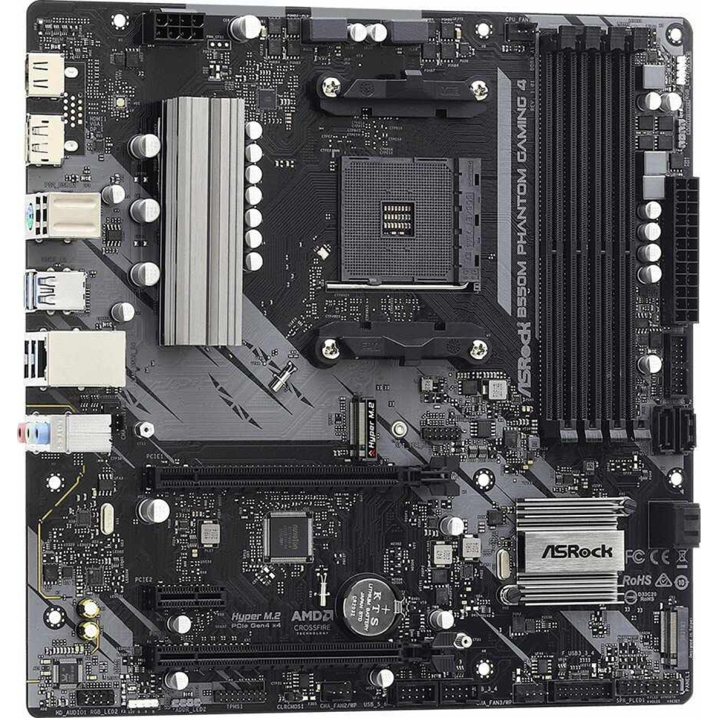 Материнская плата AsRock B550M Phantom Gaming 4 (B550M Phantom Gaming 4) (Socket AM4, AMD B550, Micro-ATX)