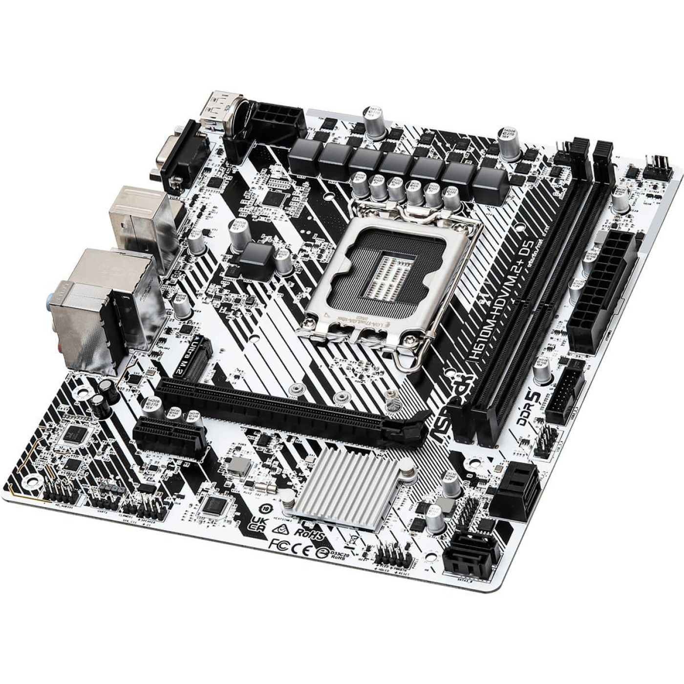 Материнская плата AsRock H610M-HDV/M.2+ D5 (H610M-HDV/M.2+ D5) (Socket 1700, Intel H610, Micro-ATX) Б/у