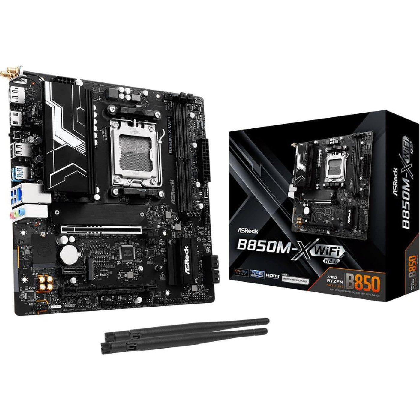 Материнська плата AsRock B850M-X WIFI R2.0 (B850M-X WIFI R2.0) (Socket AM5, AMD B850, Micro-ATX)