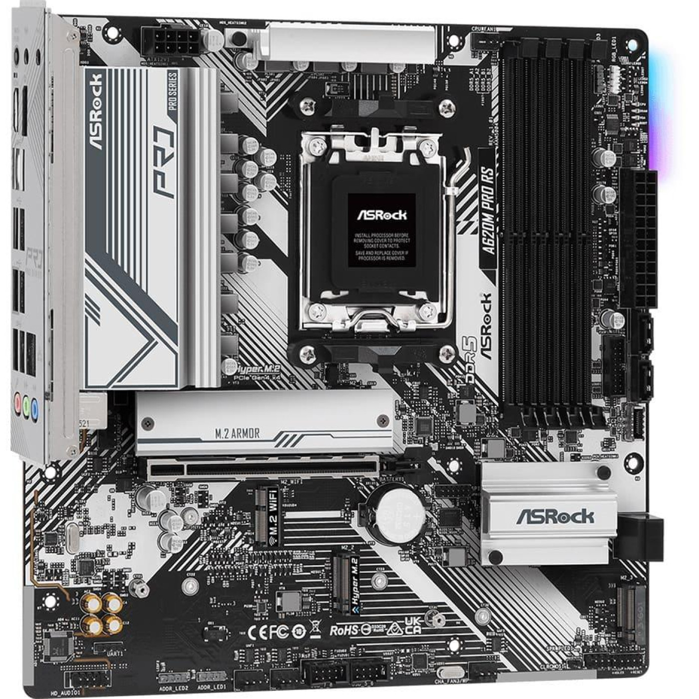 Материнская плата AsRock A620M PRO RS (A620M PRO RS) (Socket AM5, AMD A620, Micro-ATX) Б/у