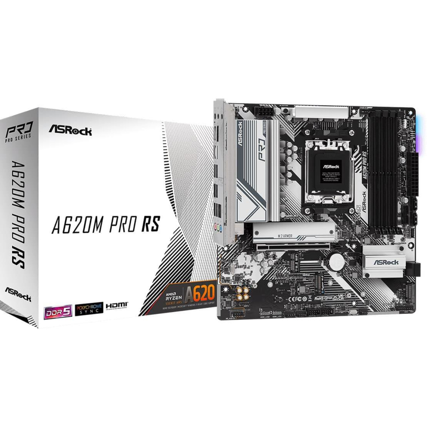 Материнская плата AsRock A620M PRO RS (A620M PRO RS) (Socket AM5, AMD A620, Micro-ATX) Б/у