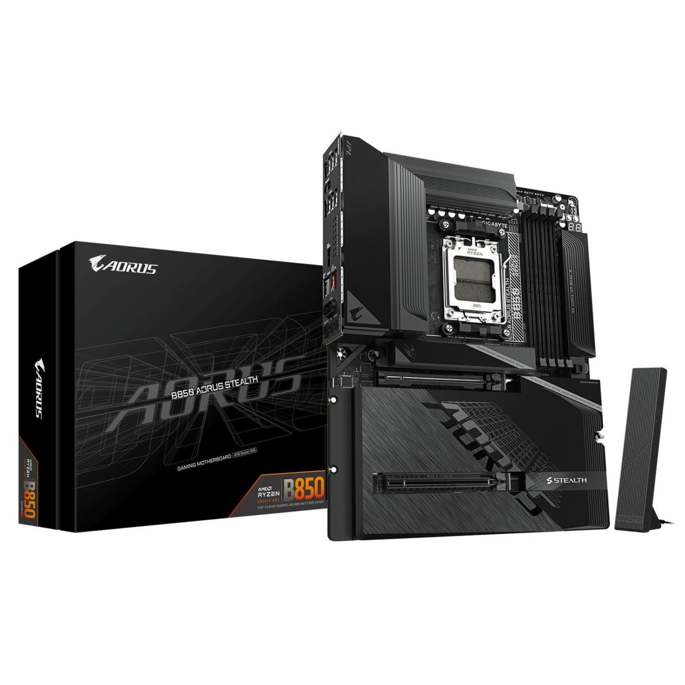 Материнська плата Gigabyte B850 AORUS STEALTH (B850 AORUS STEALTH) (Socket AM5, AMD B850, ATX)
