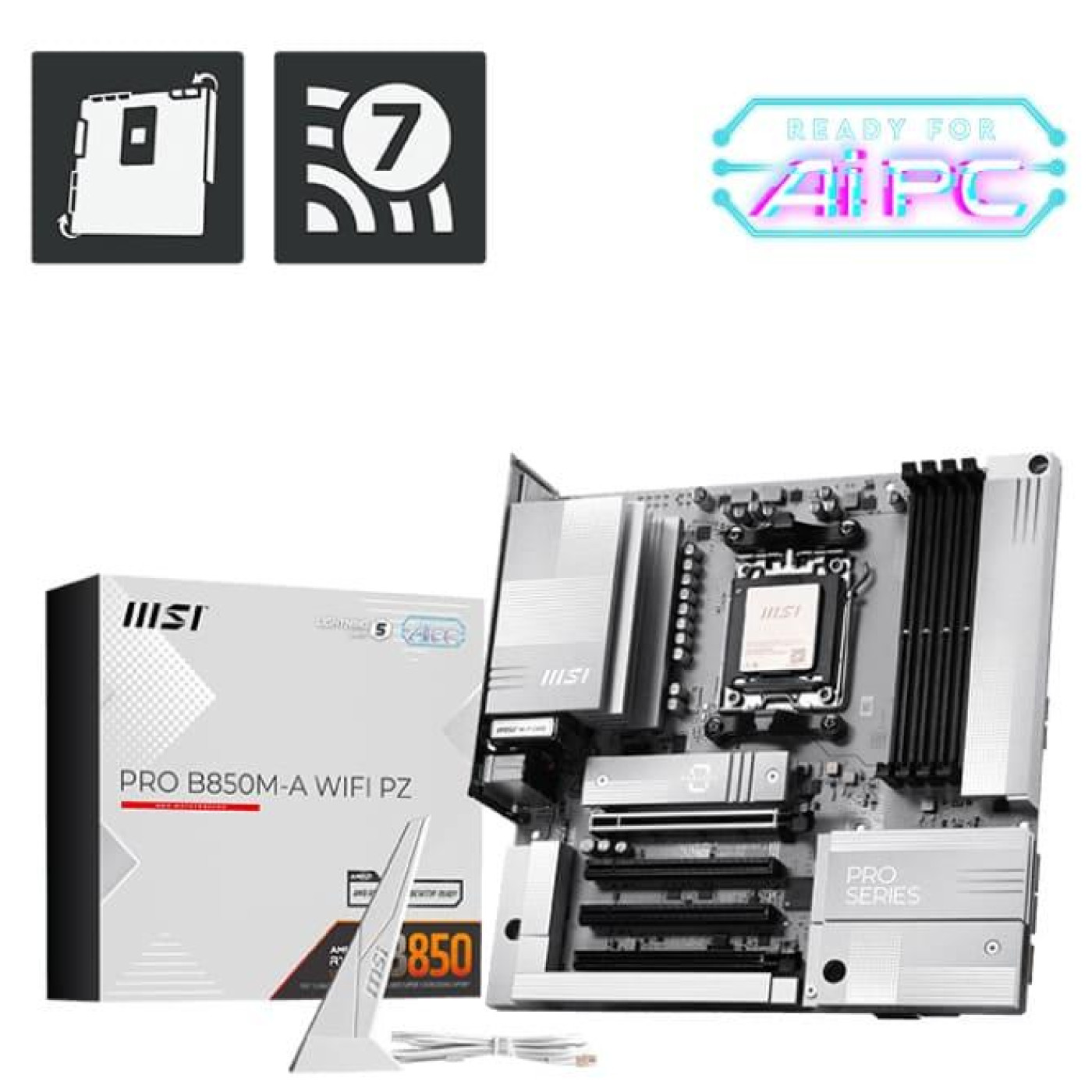 Материнська плата MSI PRO B850M-A WIFI PZ (PRO B850M-A WIFI PZ) (Socket AM5, AMD B850, Micro-ATX)
