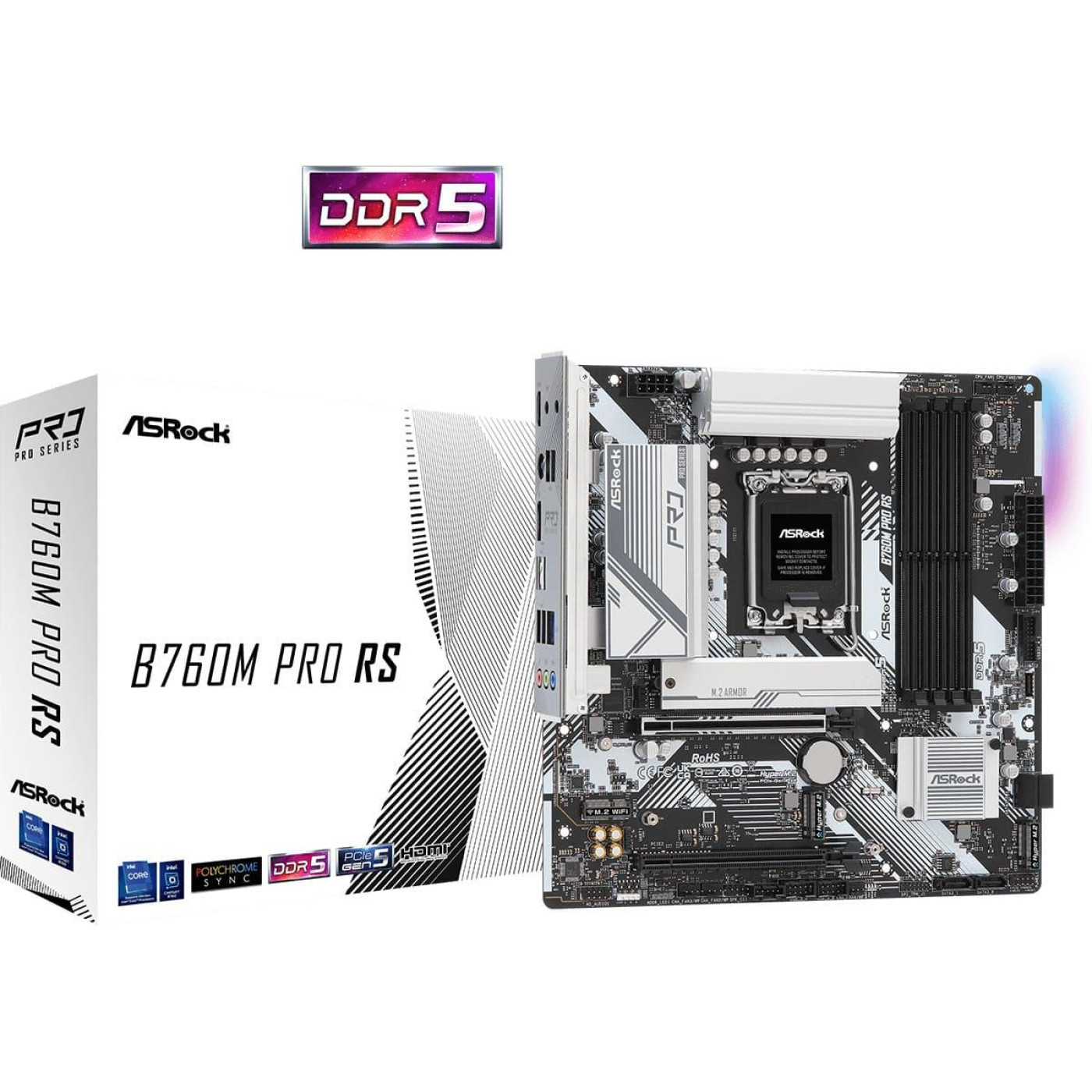 Материнська плата AsRock B760M Pro RS (B760M PRO RS) (Socket 1700, Intel B760, Micro-ATX)