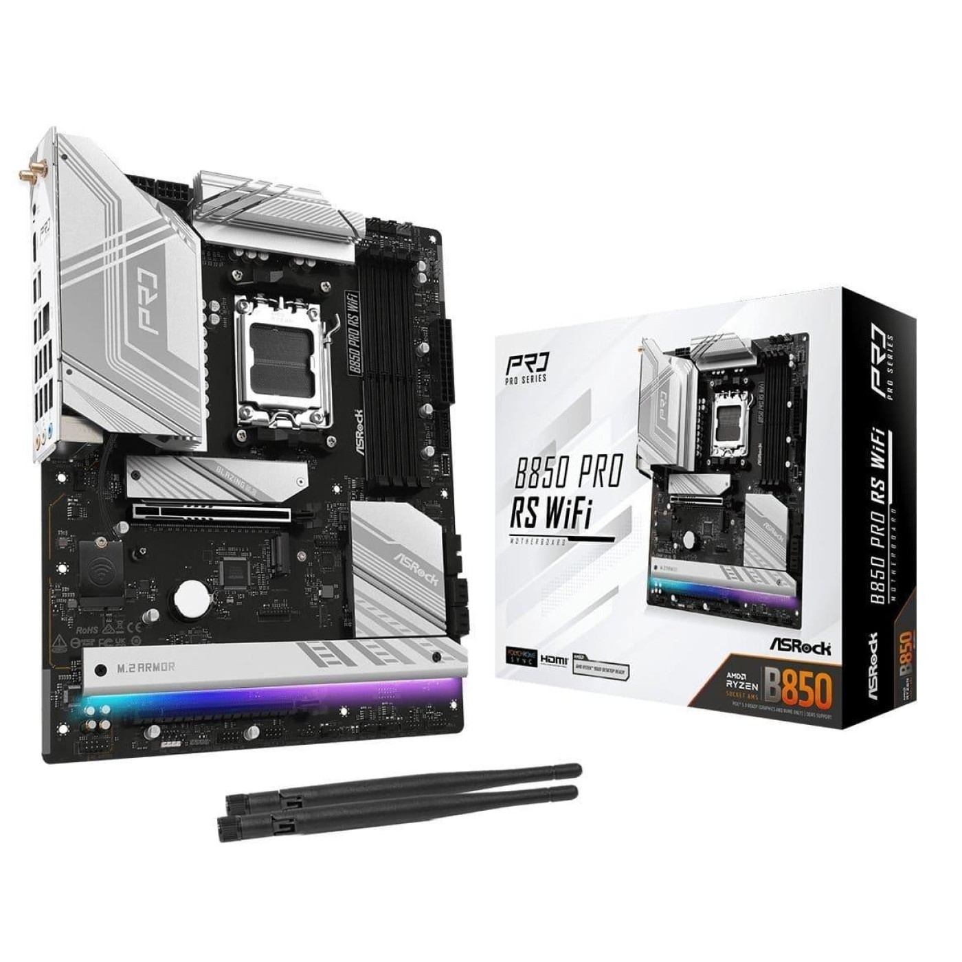 Материнська плата AsRock B850 PRO RS WIFI (B850 PRO RS WIFI) (Socket AM5, AMD B850, ATX)