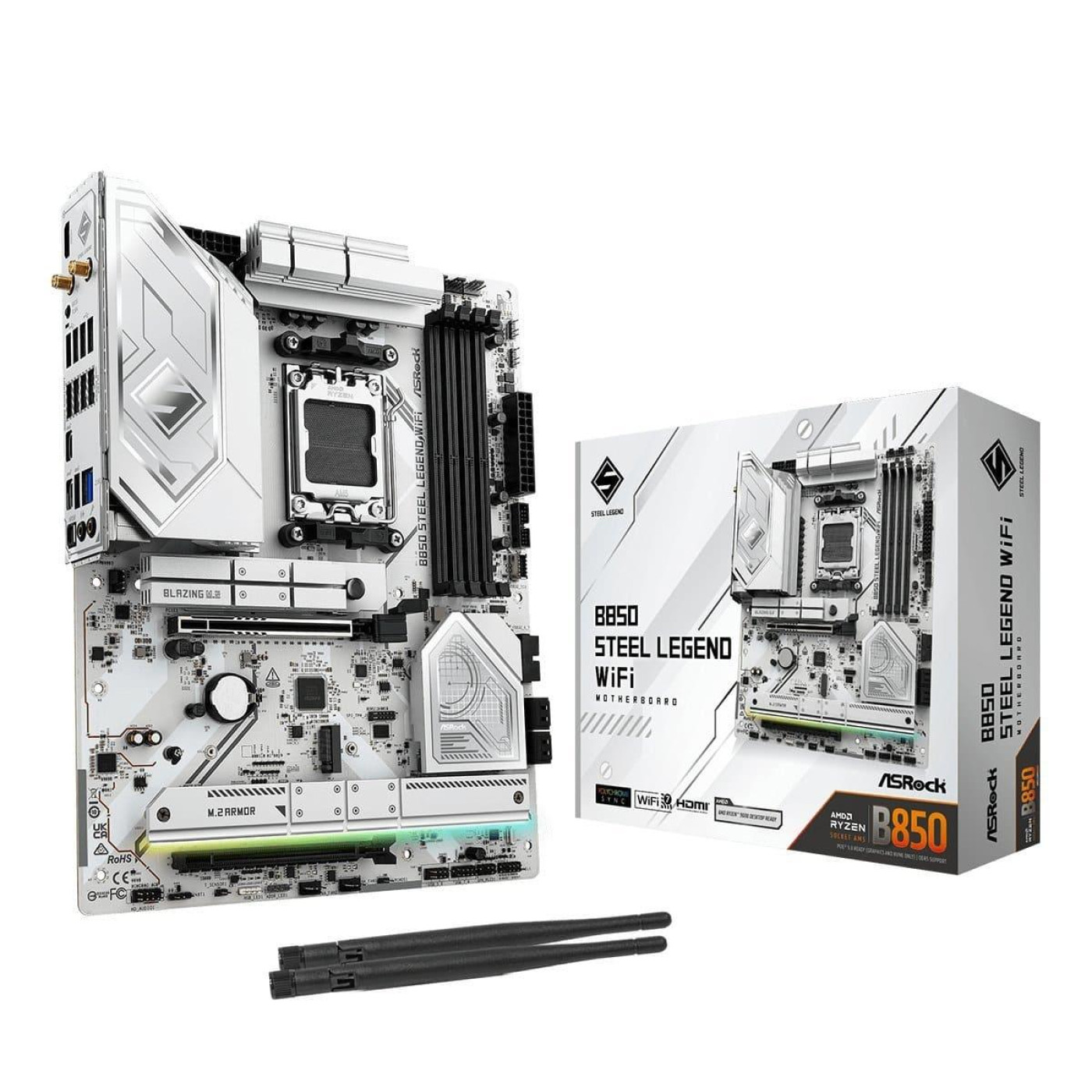 Материнська плата AsRock B850 STEEL LEGEND WIFI (B850 STEEL LEGEND WIFI) (Socket AM5, AMD B850, ATX)