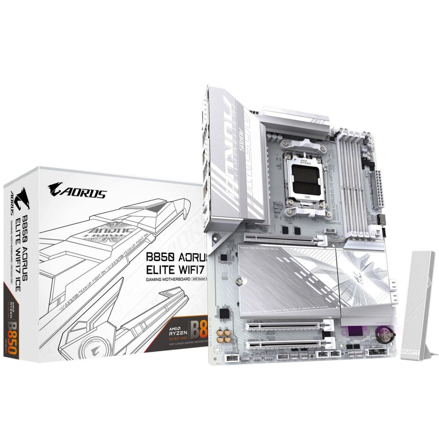 Материнська плата Gigabyte B850 AORUS ELITE WIFI7 ICE (B850 AORUS ELITE WIFI7 ICE) (Socket AM5, AMD B850, ATX)