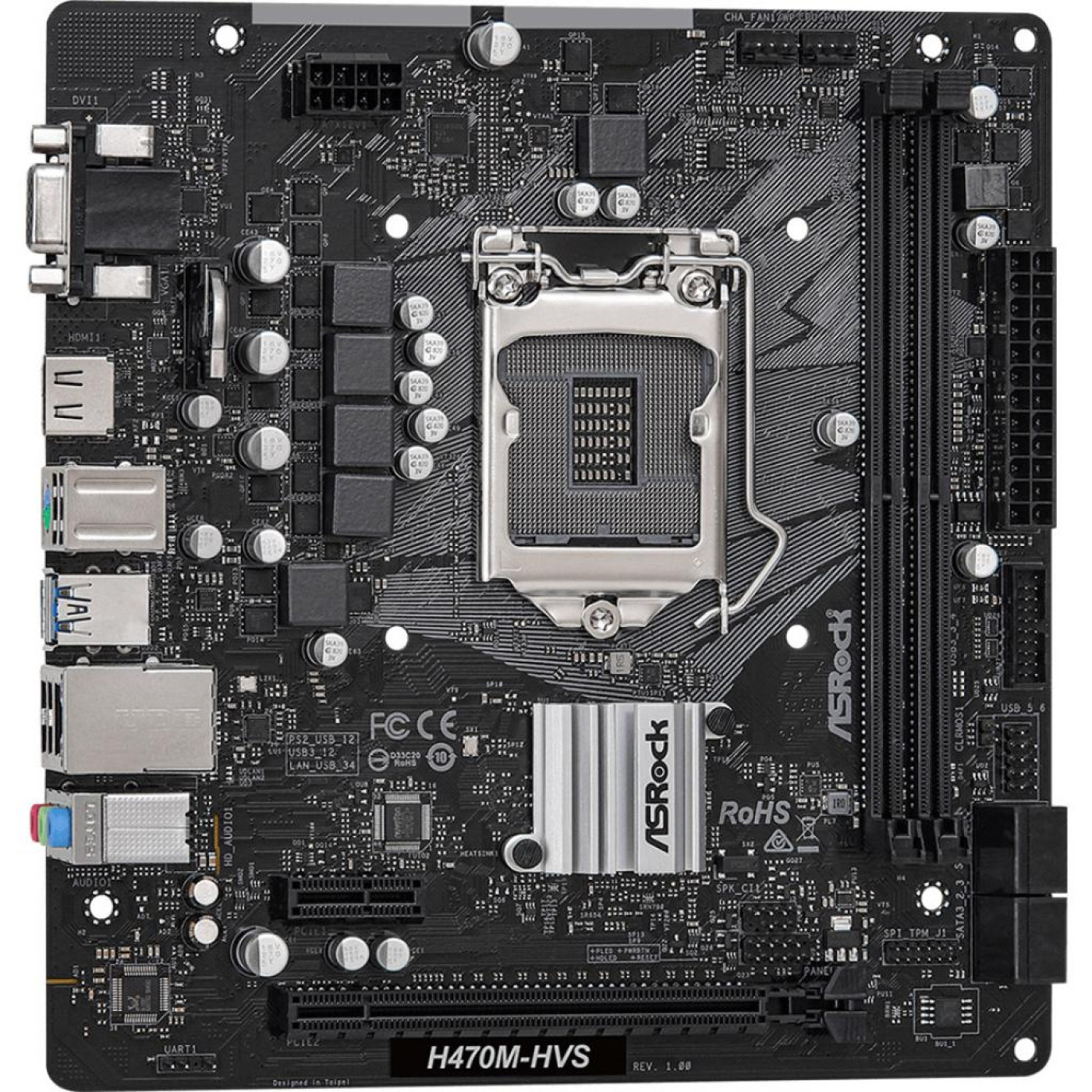 Материнская плата AsRock H470M-HVS (H470M-HVS) (Socket 1200, Intel H470, Micro-ATX) Б/у