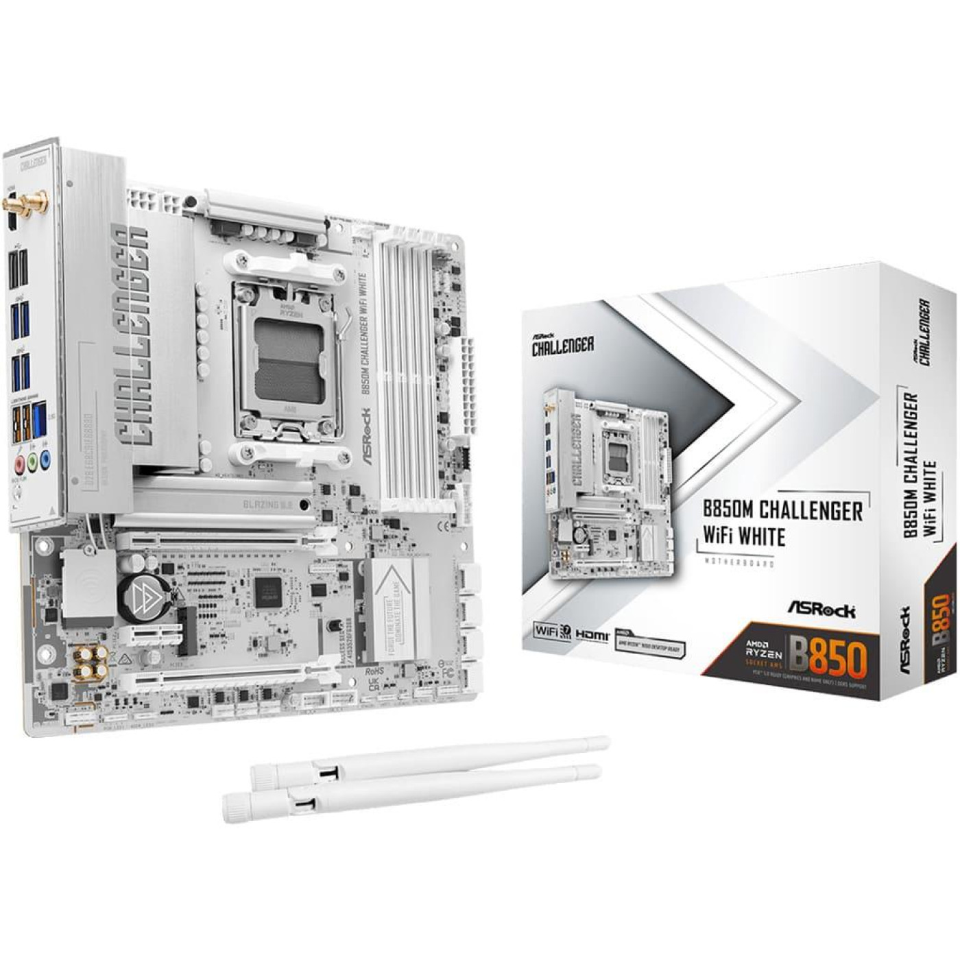 Материнська плата ASRock B850M CHALLENGER WIFI WHITE (B850M CHALLENGER WIFI WHITE) (Socket AM5, AMD B850, Micro-ATX)