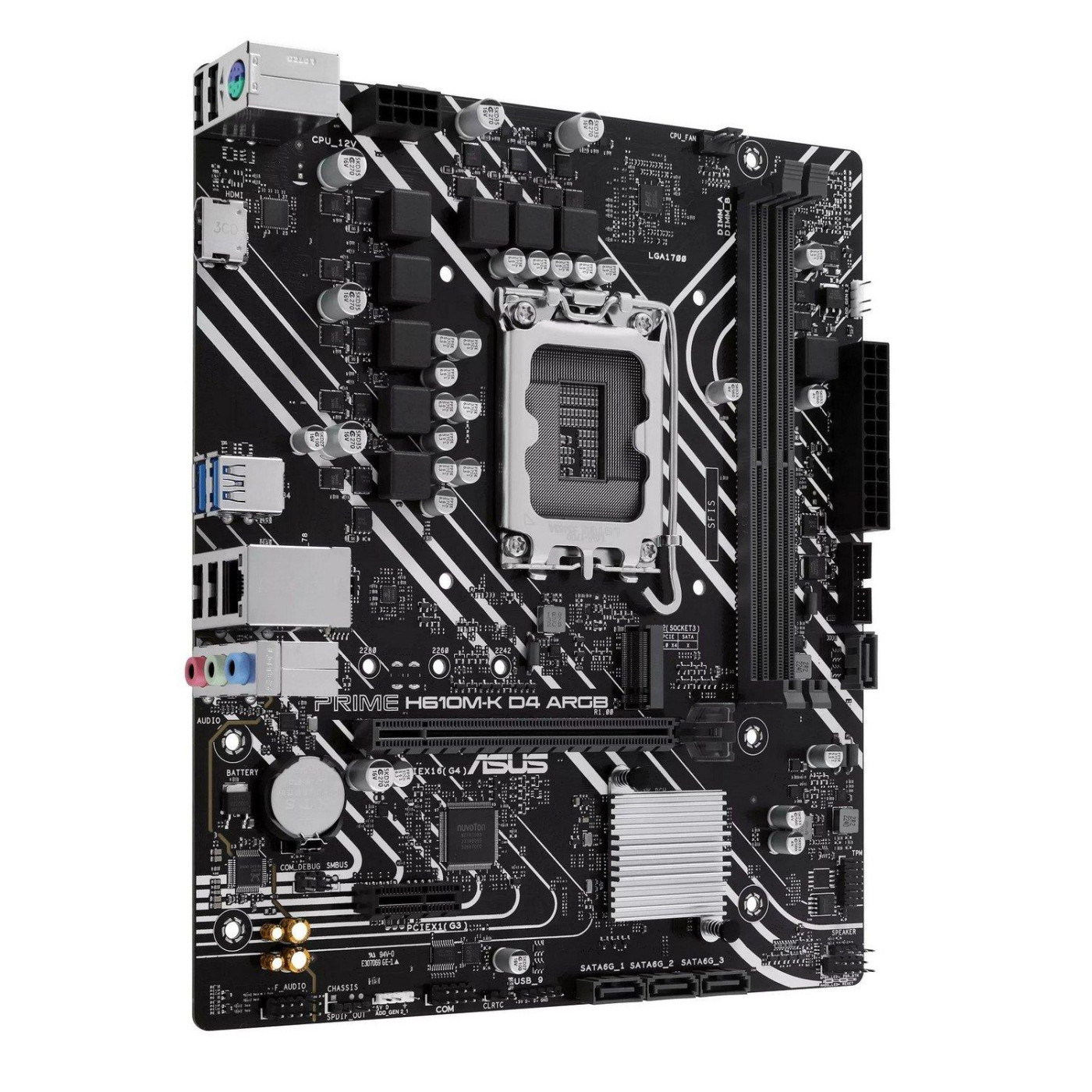 Материнская плата ASUS Prime H610M-K D4 ARGB (PRIME H610M-K D4 ARGB) (Socket 1700, Intel H610, Micro-ATX)
