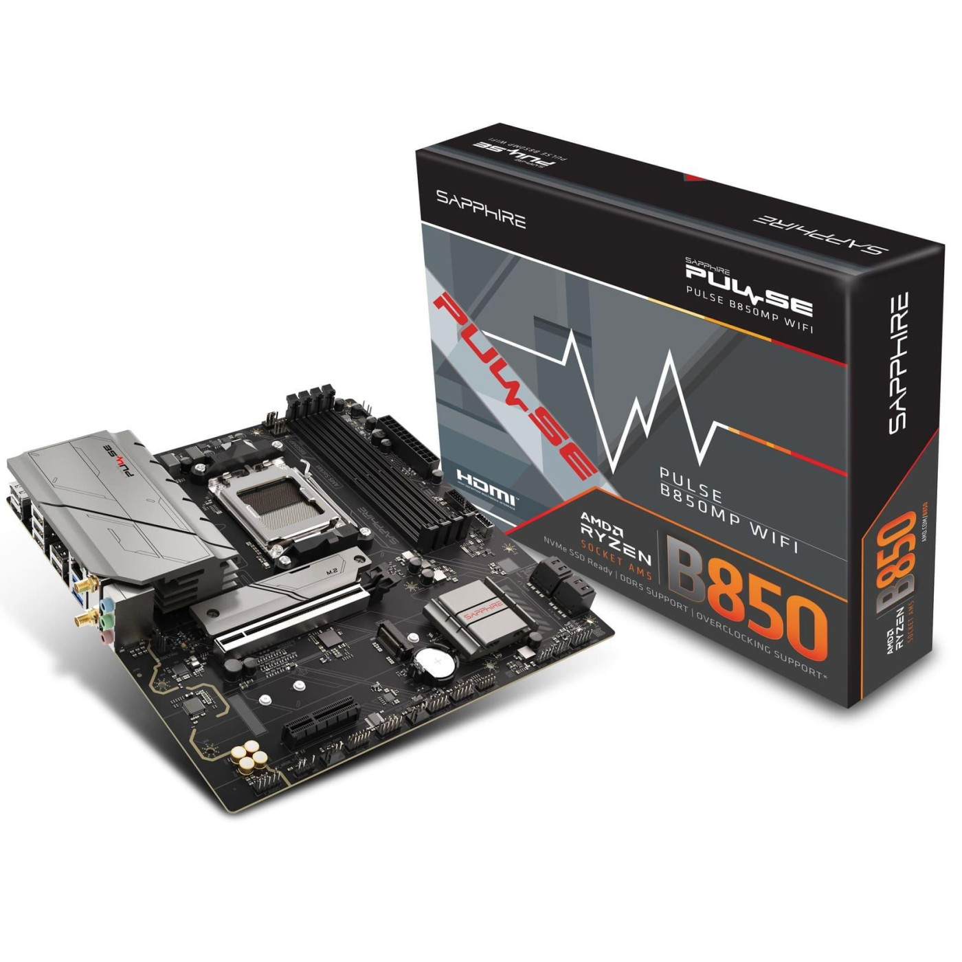 Материнская плата Sapphire PULSE B850M WIFI (52123-04-40G) (Socket AM5, AMD B850, Micro-ATX)