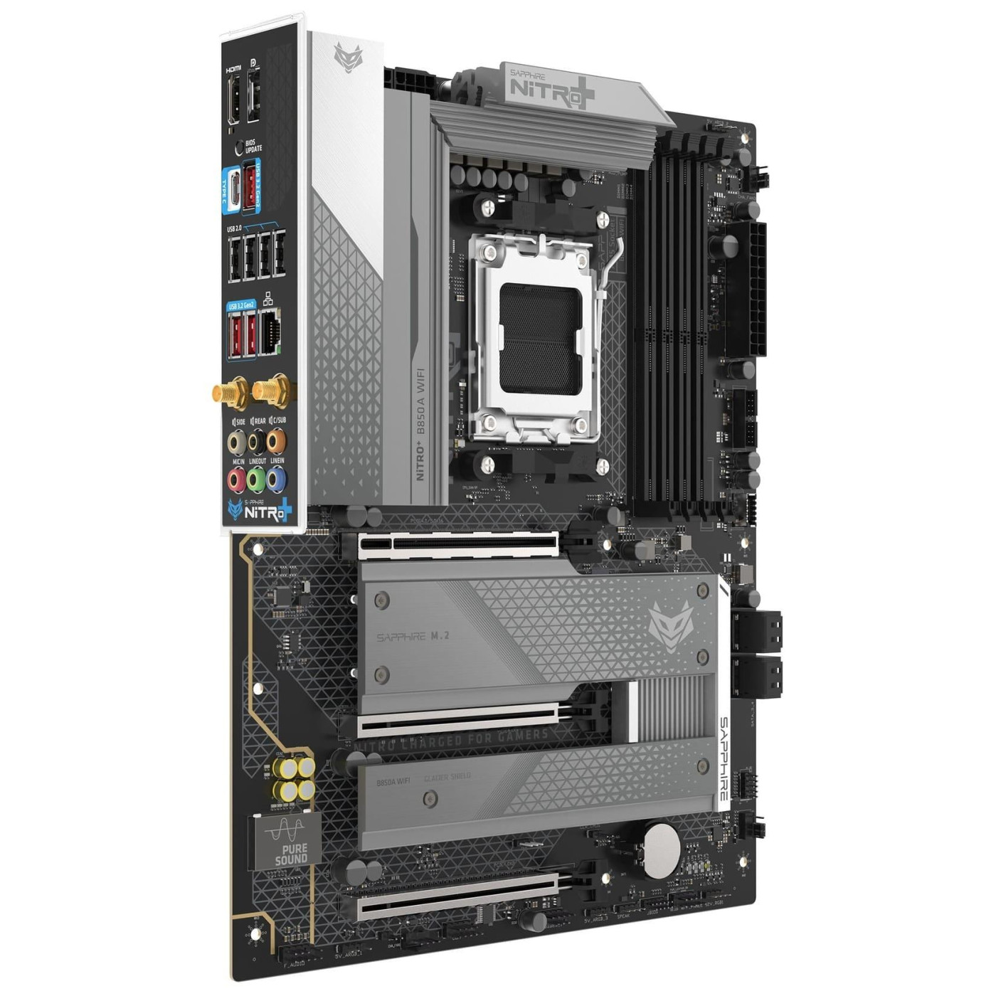 Материнская плата Sapphire NITRO+ B850A WIFI7 (52123-03-40G) (Socket AM5, AMD B850, ATX)