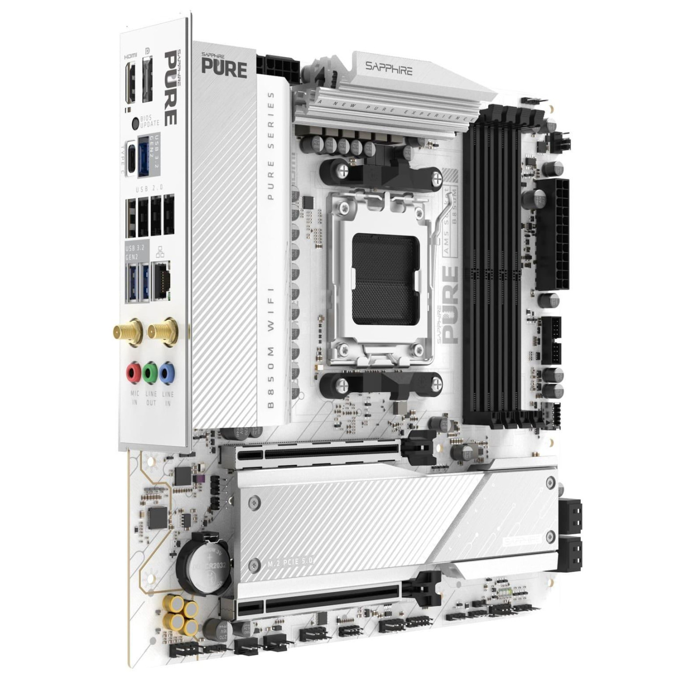 Материнская плата Sapphire PURE B850M WIFI (52123-02-40G) (Socket AM5, AMD B850, Micro-ATX)