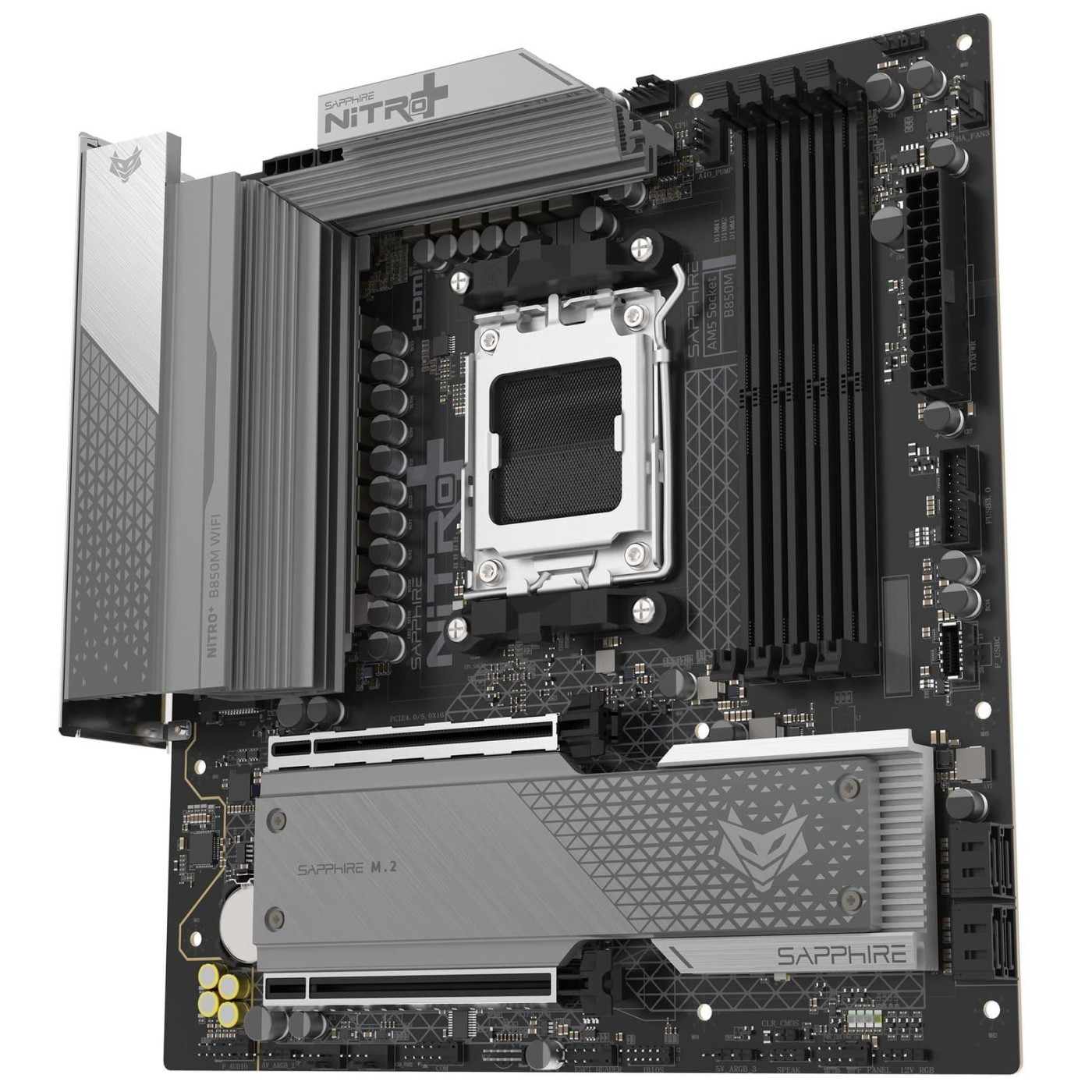 Материнская плата Sapphire NITRO+ B850M WIFI (52123-01-40G) (Socket AM5, AMD B850, Micro-ATX)