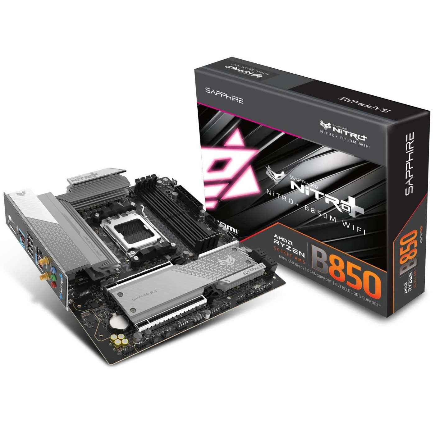 Материнская плата Sapphire NITRO+ B850M WIFI (52123-01-40G) (Socket AM5, AMD B850, Micro-ATX)
