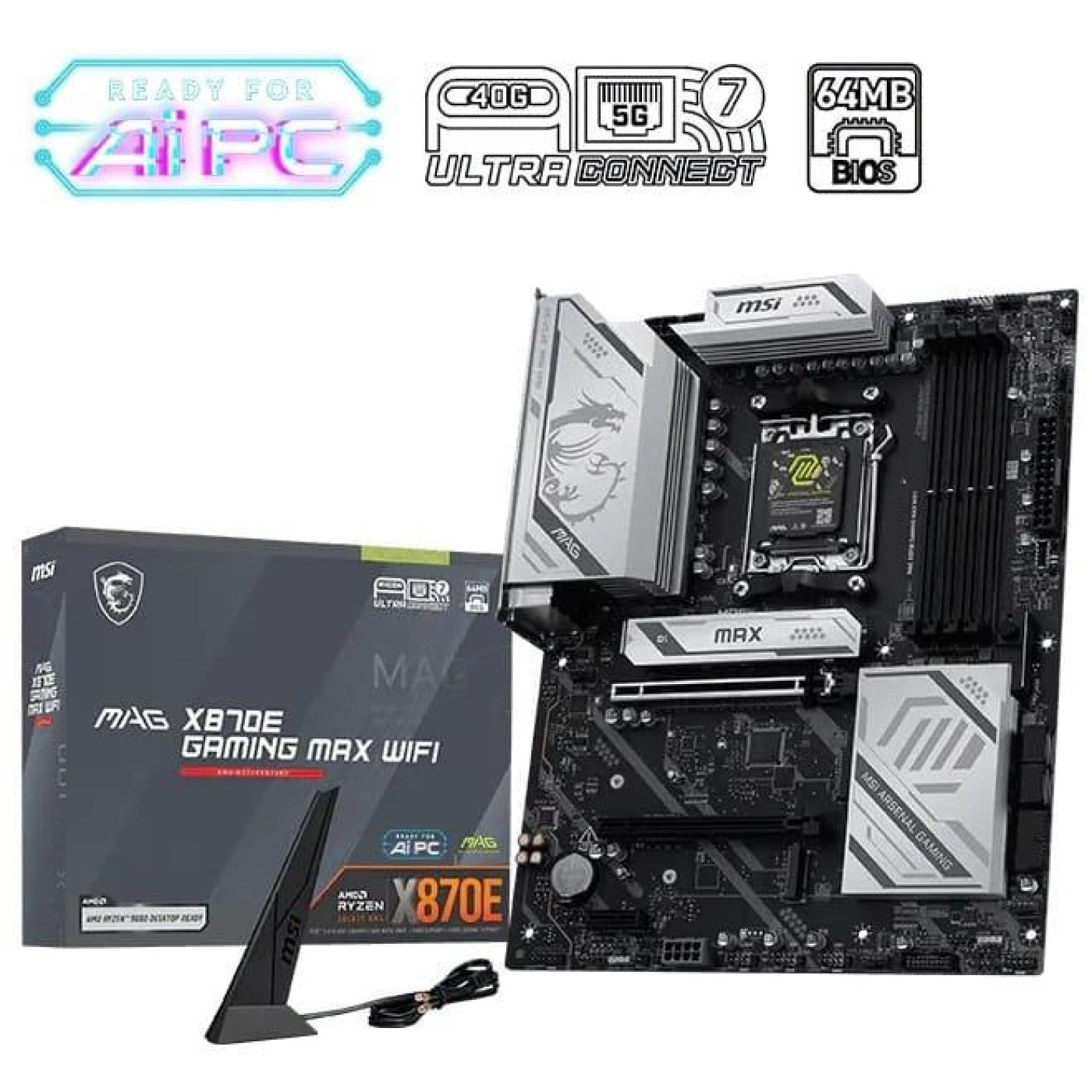 Материнська плата MSI MAG X870E GAMING MAX WIFI (MAG X870E GAMING MAX WIFI) (Socket AM5, AMD X870E, ATX) FR