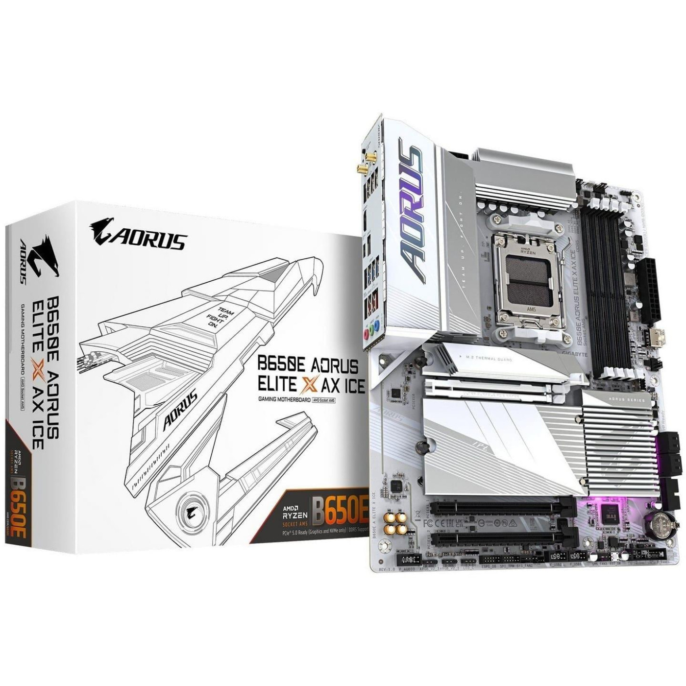 Материнська плата GIGABYTE B650E AORUS ELITE X AX ICE (B650E AORUS ELITE X AX ICE) (Socket AM5, AMD B650, ATX)