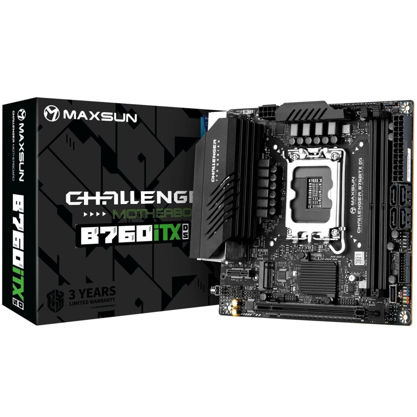 Материнская плата Maxsun Terminator B760ITX D5 (MS-CHALLENGER B760ITX D5) (Socket 1700, Intel B760, Mini-ITX)