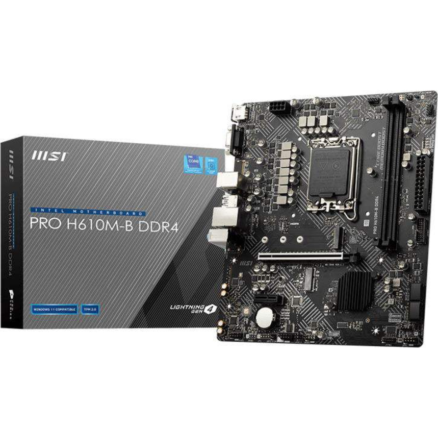 Материнская плата MSI PRO H610M-B DDR4 (PRO H610M-B DDR4) (Socket 1700, Intel H610, Micro-ATX) U1