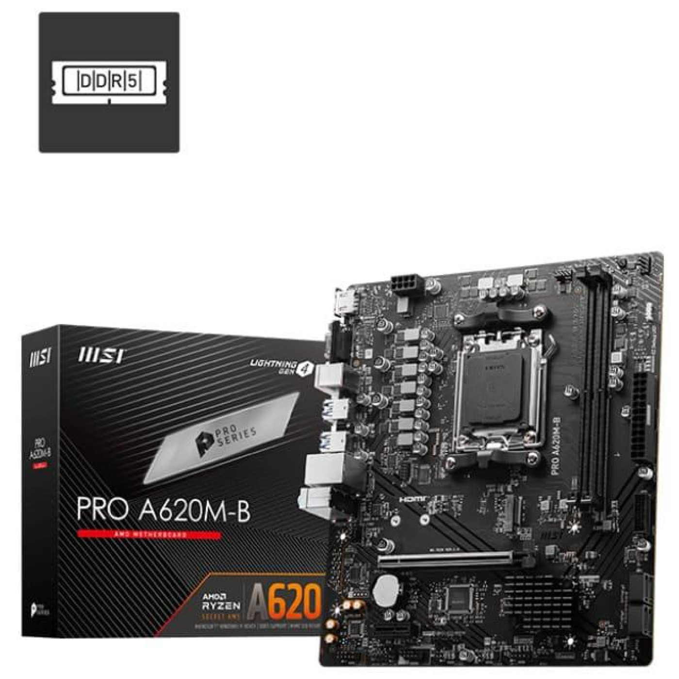 Материнська плата MSI PRO A620M-B (PRO A620M-B) (Socket AM5, AMD A620, Micro-ATX)
