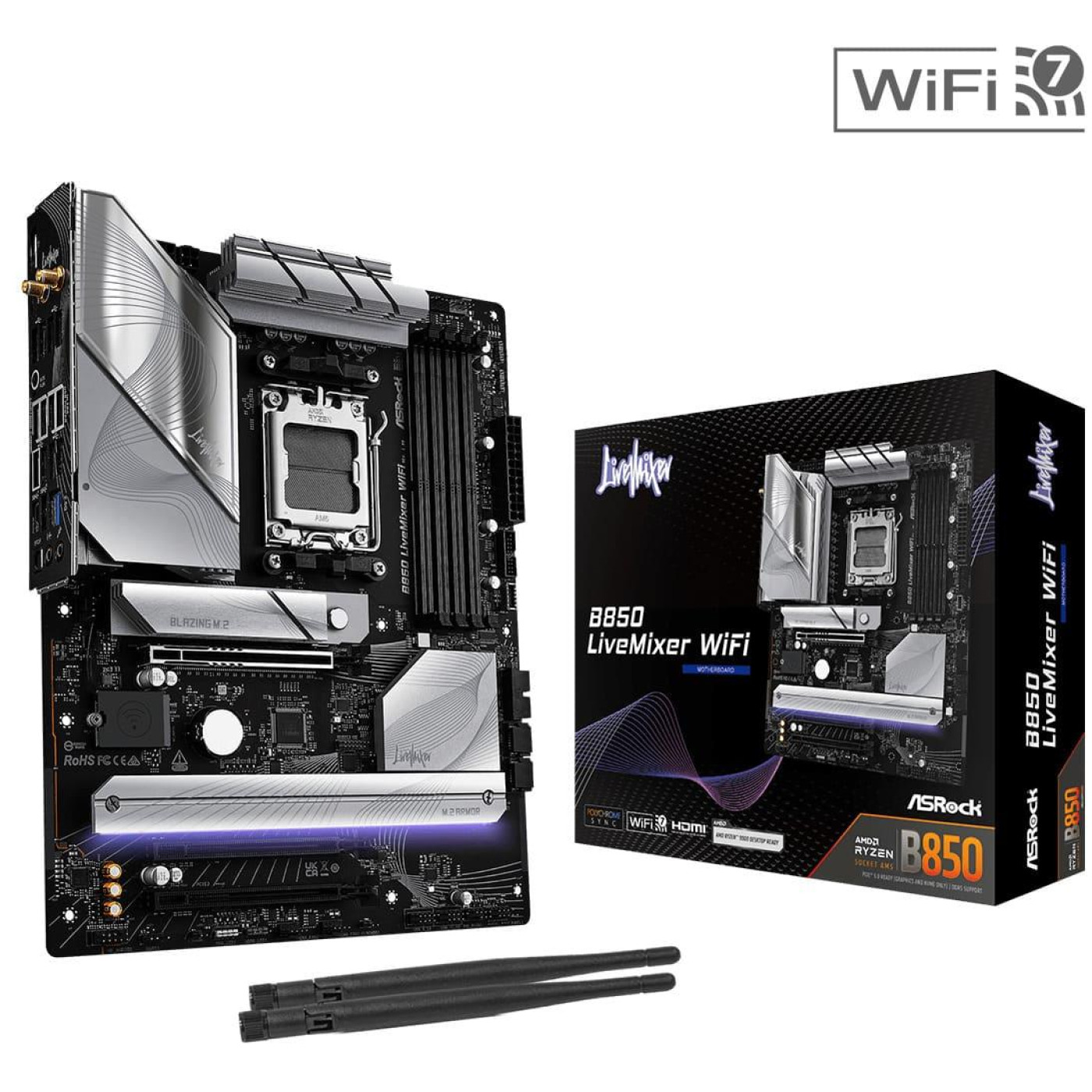 Материнская плата AsRock B850 LIVEMIXER WIFI (B850 LIVEMIXER WIFI) (Socket AM5, AMD B850, ATX)