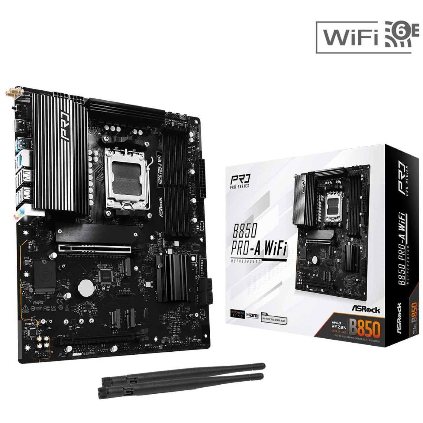 Материнська плата AsRock B850 PRO-A WIFI (B850 PRO-A WIFI) (Socket AM5, AMD B850, ATX)