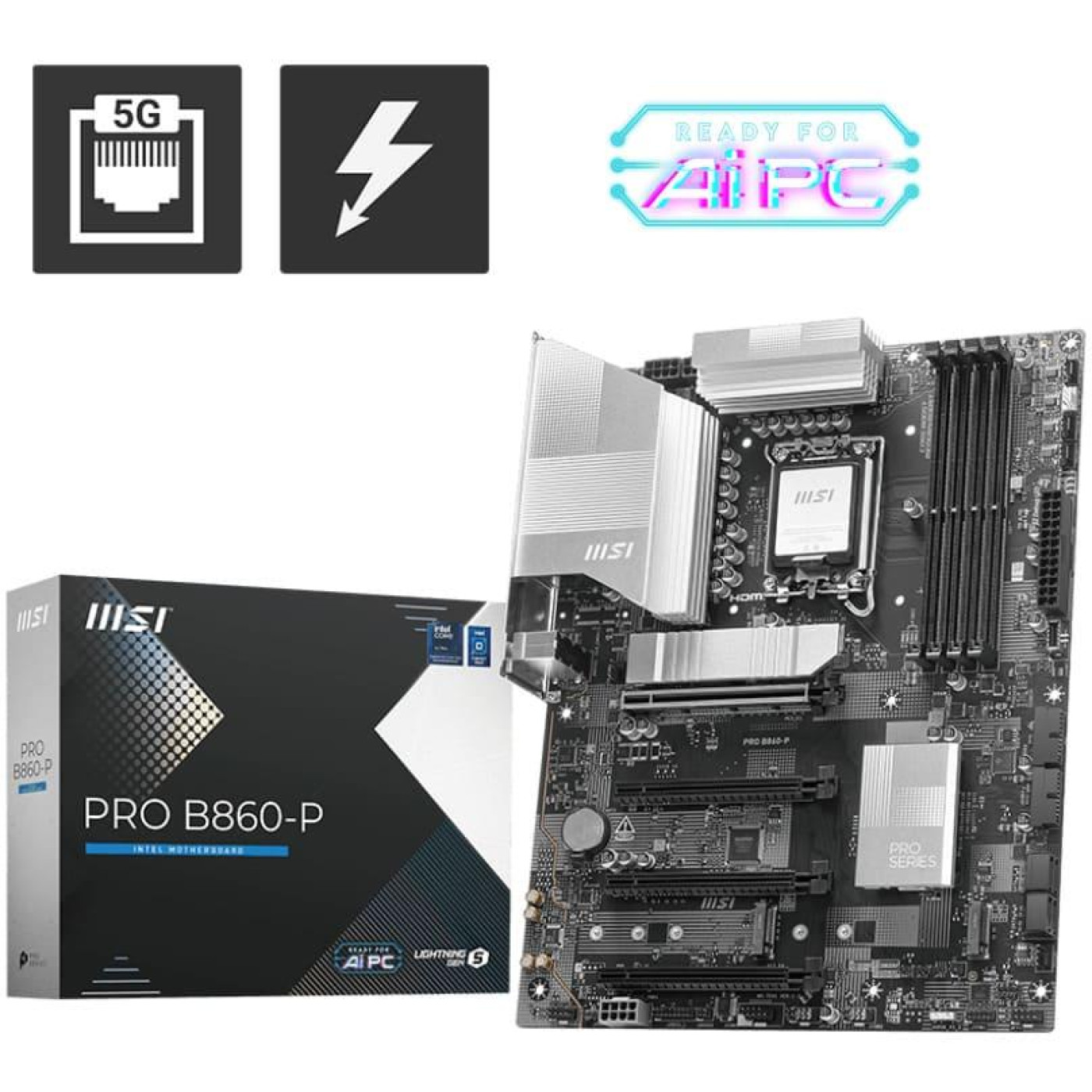Материнська плата MSI PRO B860-P (PRO B860-P) (Socket 1851, Intel B860, ATX)