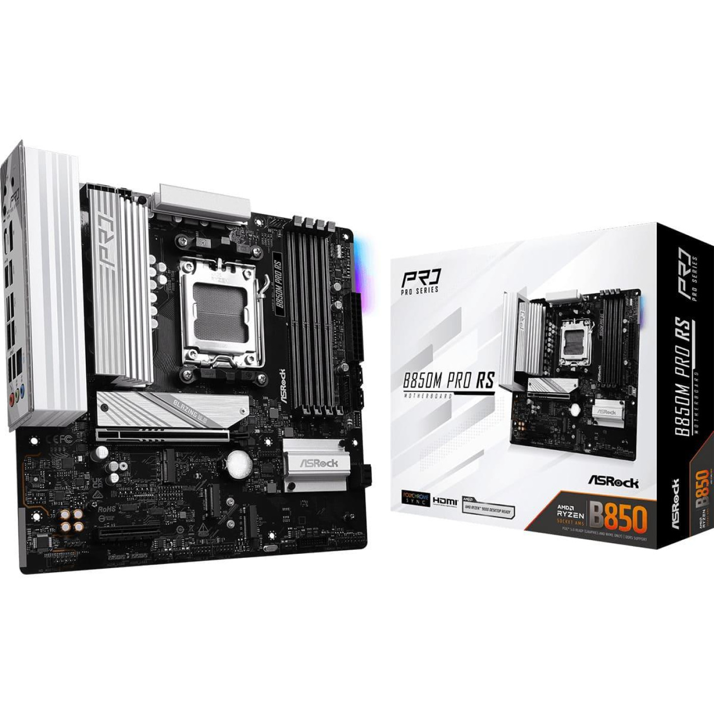 Материнська плата AsRock B850M PRO RS (B850M PRO RS) (Socket AM5, AMD B850, Micro-ATX)